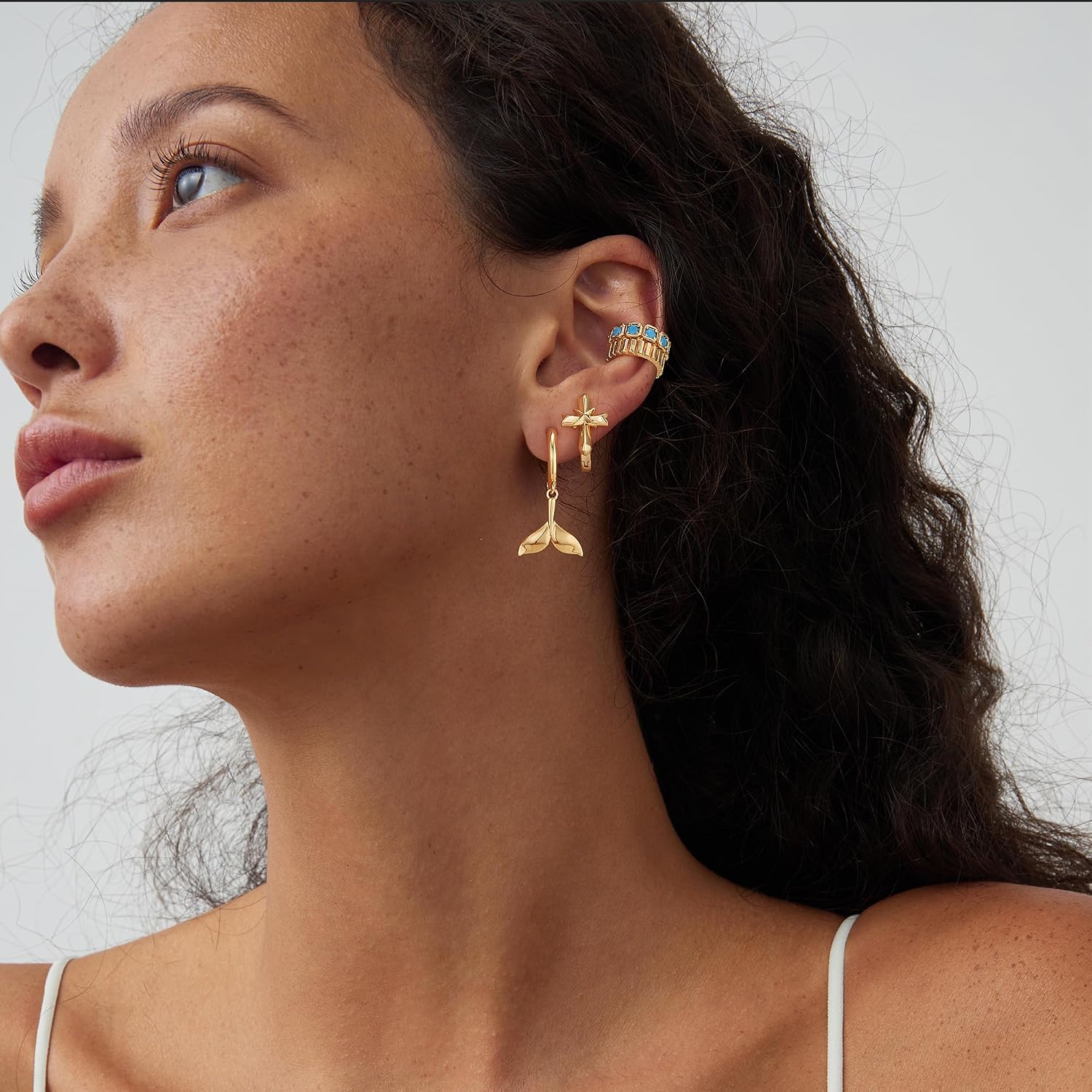 Detalle de FETTERO Ear Cuff Earrings, 14K Gold Plated