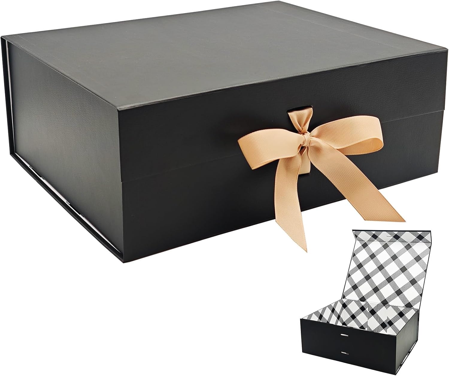 Tekhoho Schwarze Große Geschenkbox mit Magnetdeckel (33,5 x 27 x 12,5 cm) – Premium & wiederverwendbar