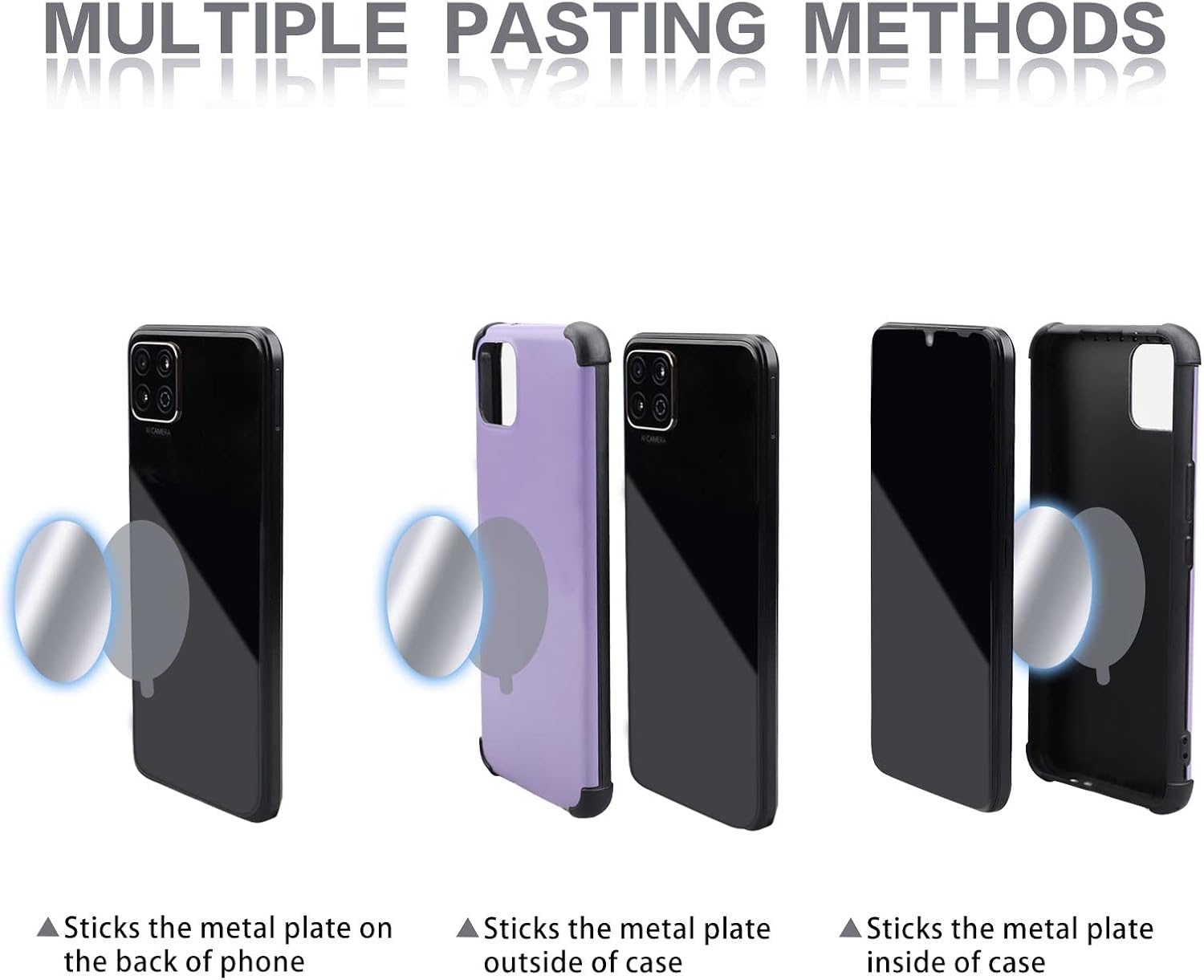 Detalle 2 de WONLIVE Metal Mount Plate for Magnetic Phone Car Holder (10 Pack) – Self-adhesive stainless steel plates