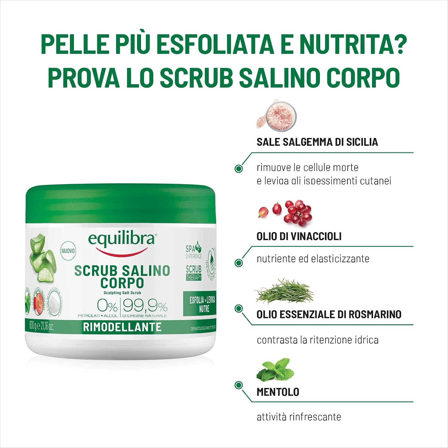Thumbnail 1 de Equilibra Corpo Scrub Salino Rimodellante con Aloe Vera e Sali Marini, 2 x 600 g