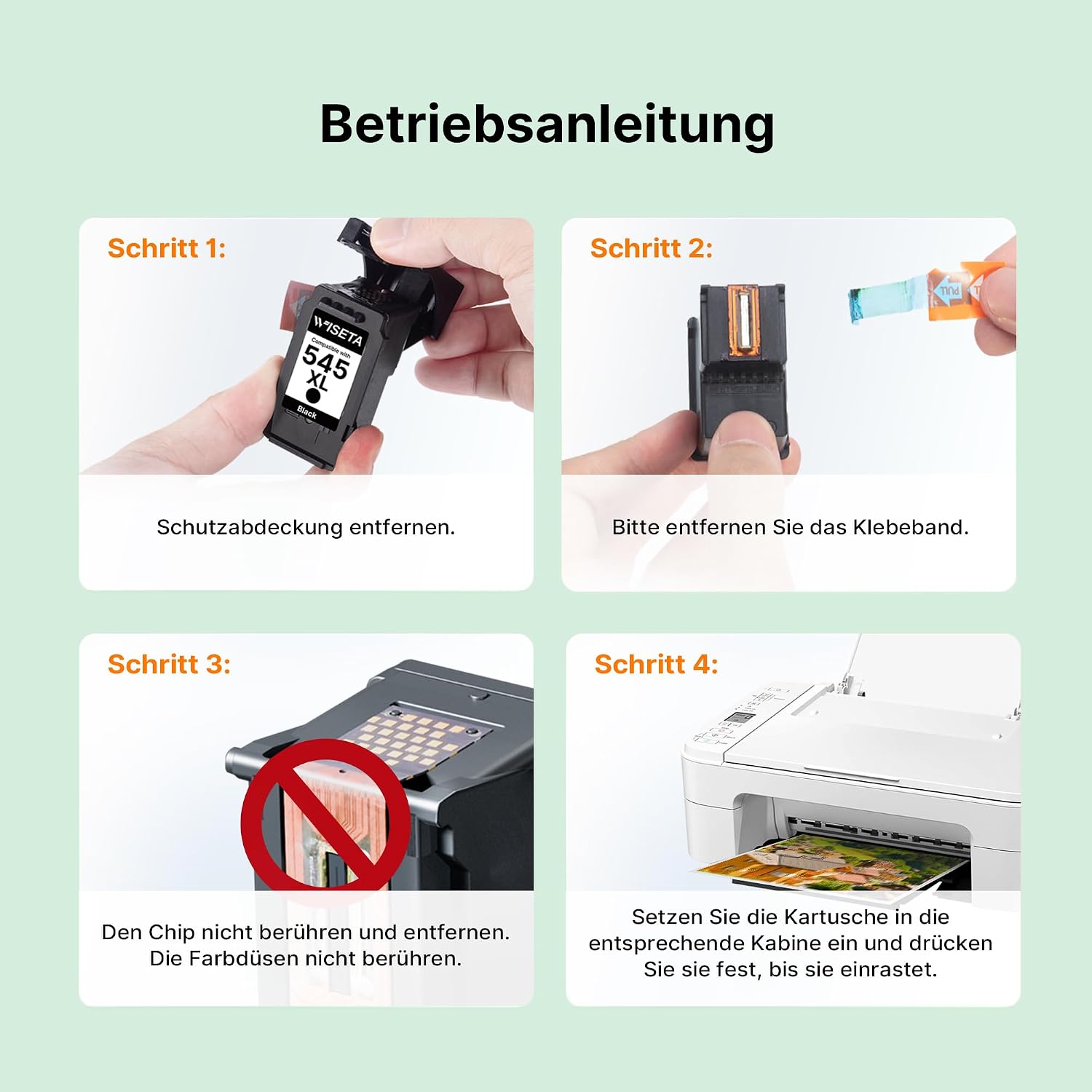 Detalle de WISETA PG-545XL CL-546XL Patronen – Kompatibel für Canon Druckerpatronen (Multipack 545 XL Schwarz + 546 XL Farbe)