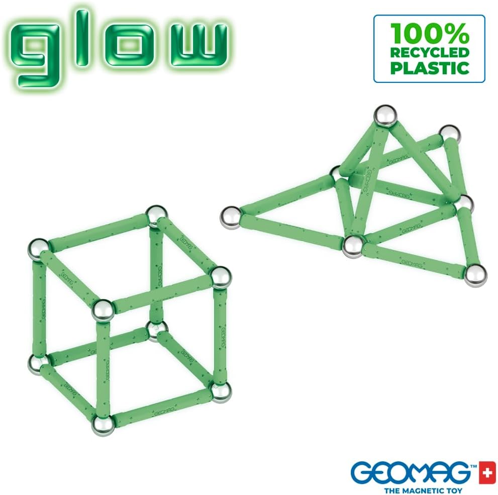 Detalle de Geomag Magnetic Constructions With Glow Effect, 25-Piece Glow Set