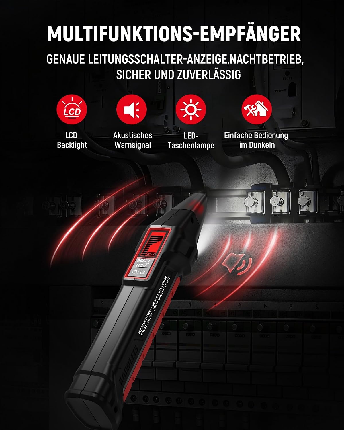 Detalle 1 de KAIWEETS Sicherungsfinder Set mit LCD