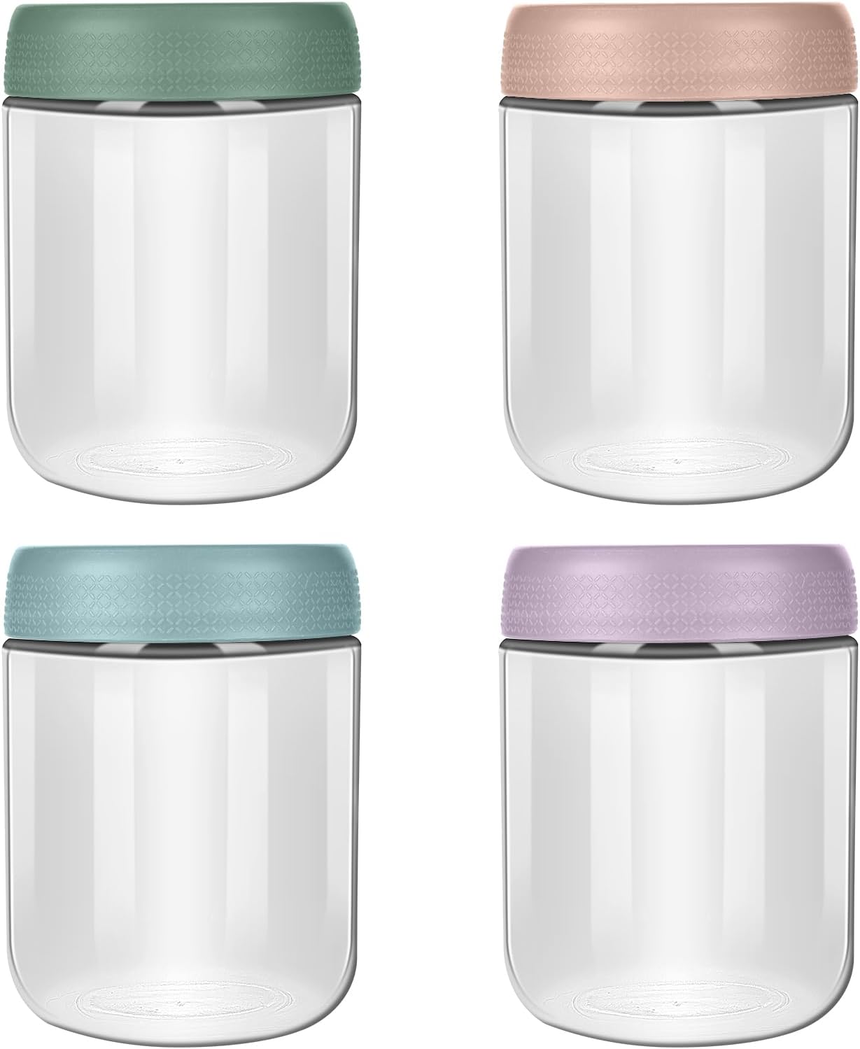 Aolso Contenitori Alimentari: 4 Vasetti in Vetro da 480 ml, colorati e lavastoviglie/Freezer/Microonde