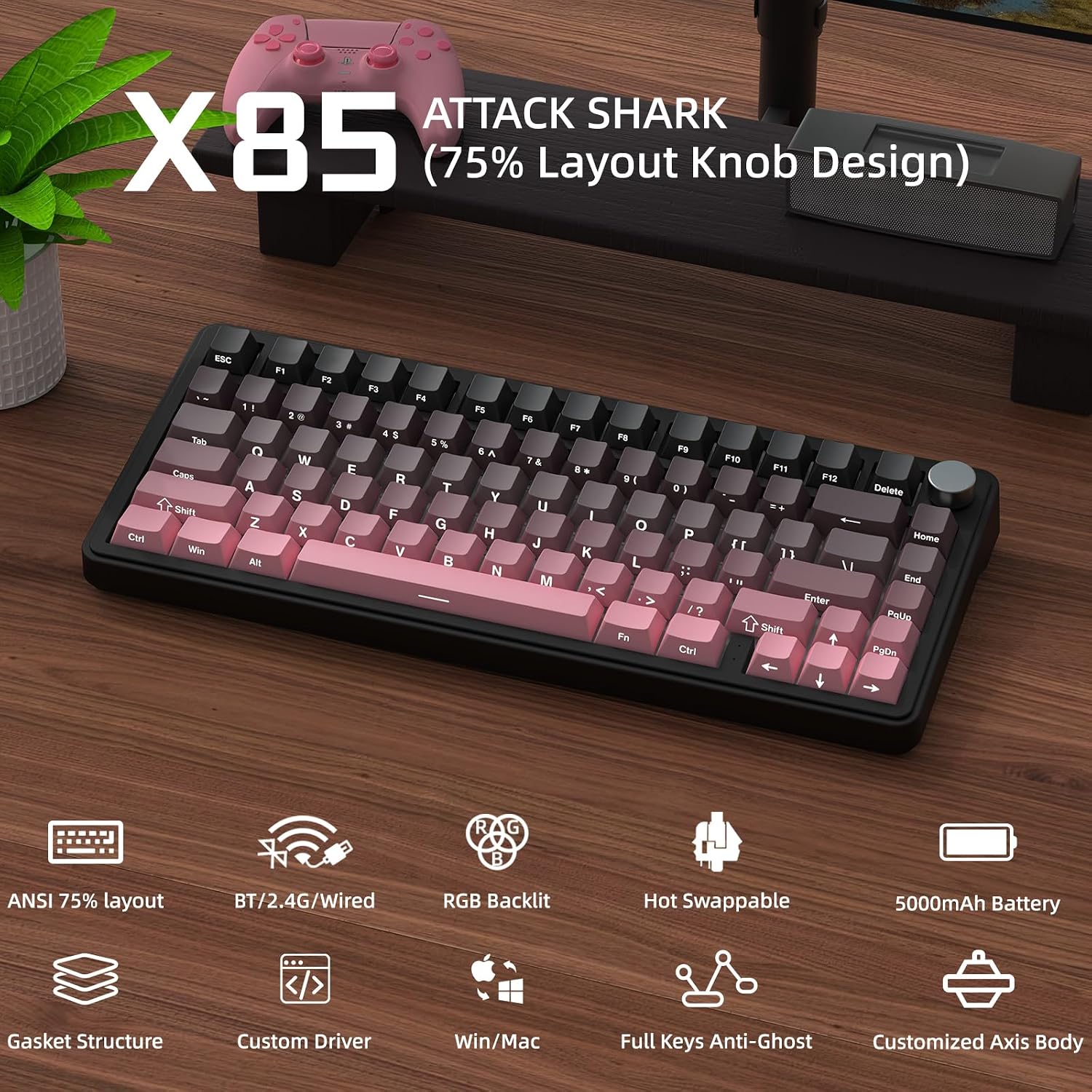 Detalle de ATTACK SHARK X85 75% wireless keyboard