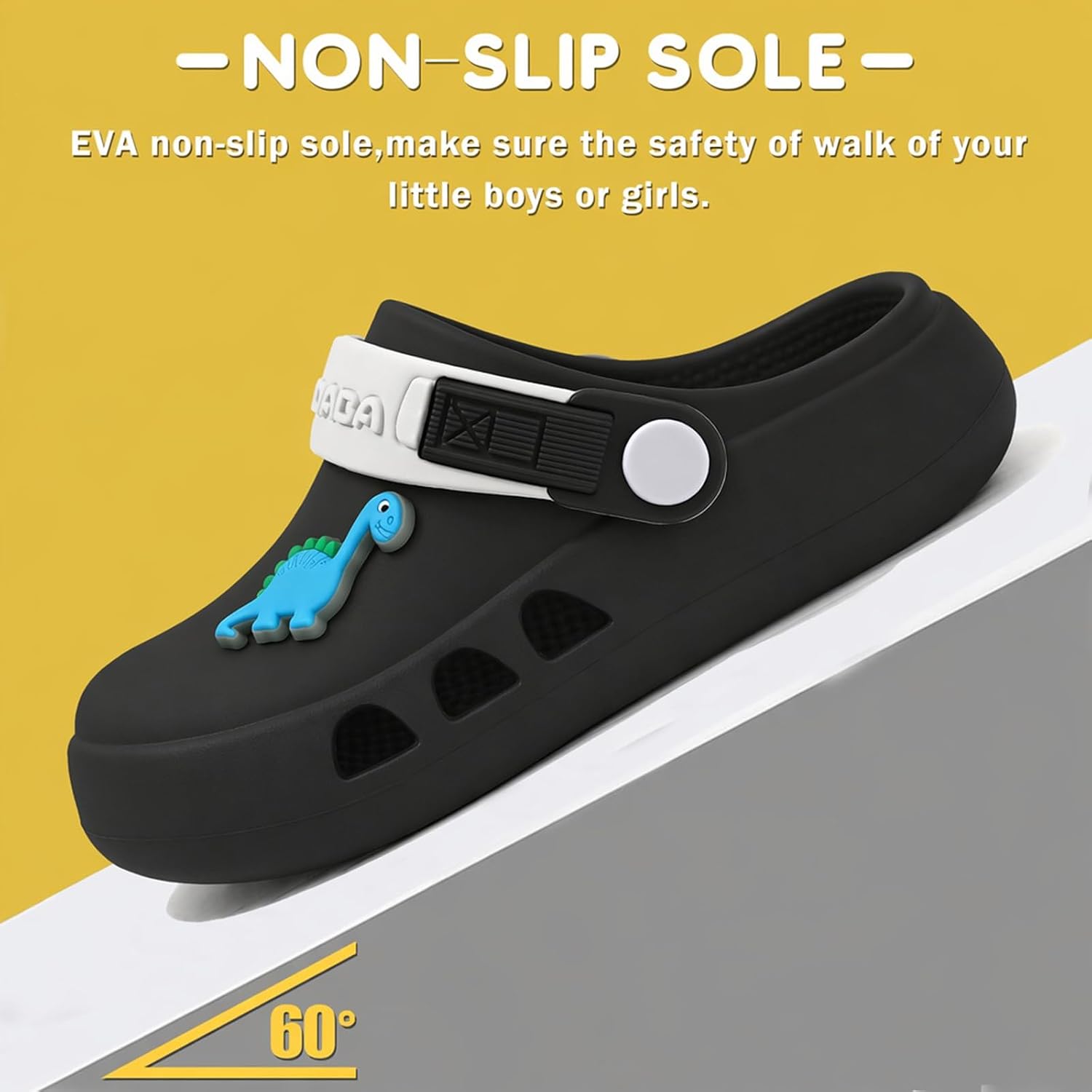 Detalle de Neoxlem Kids Toddler Clogs: Dinosaur Slip-On Sandals for Outdoor Play