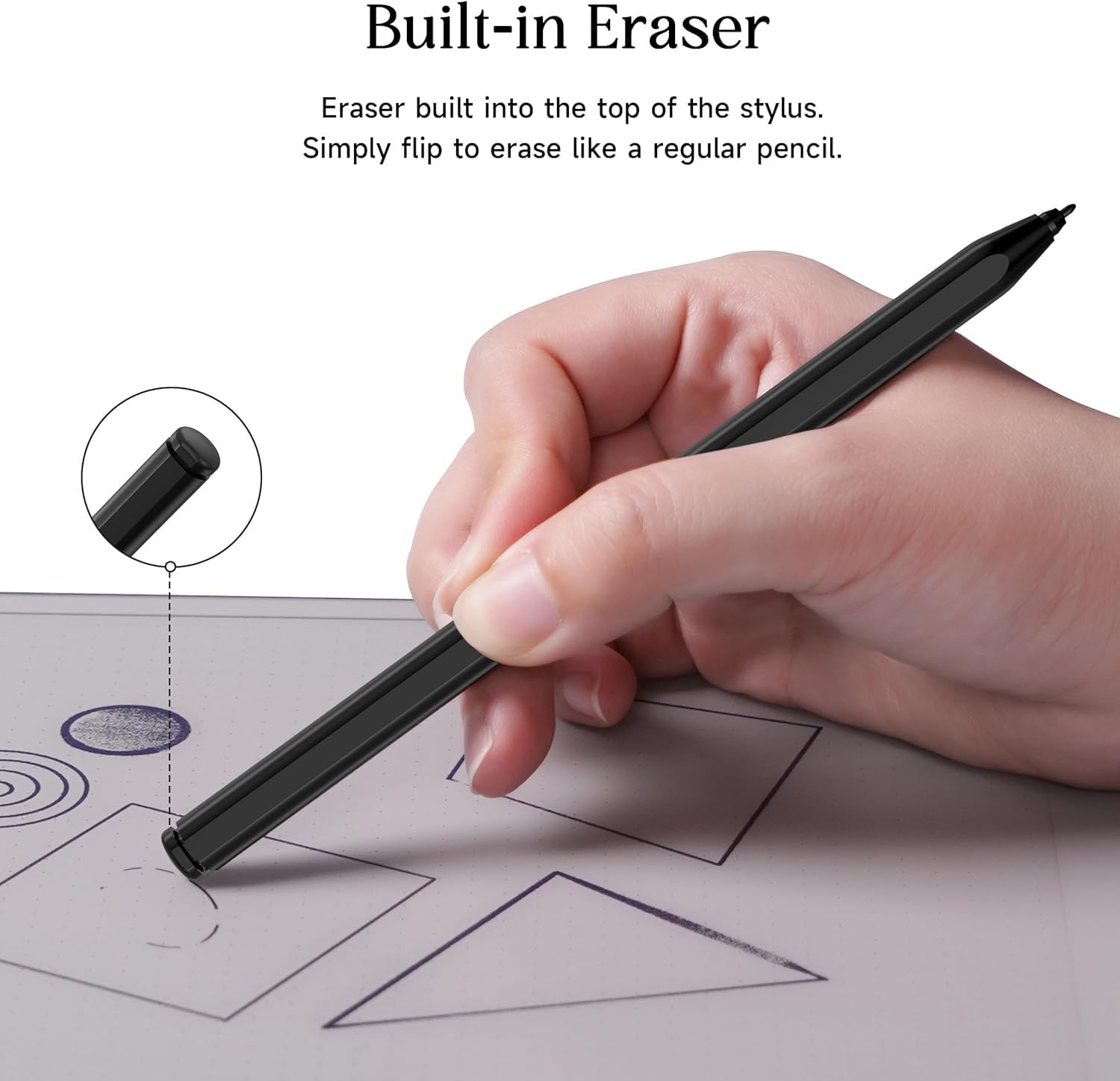 Detalle de Stylus Pen for Remarkable 2: EMR Pencil with Eraser, 4096 Pressure, Palm Rejection & Magnetic Attachment