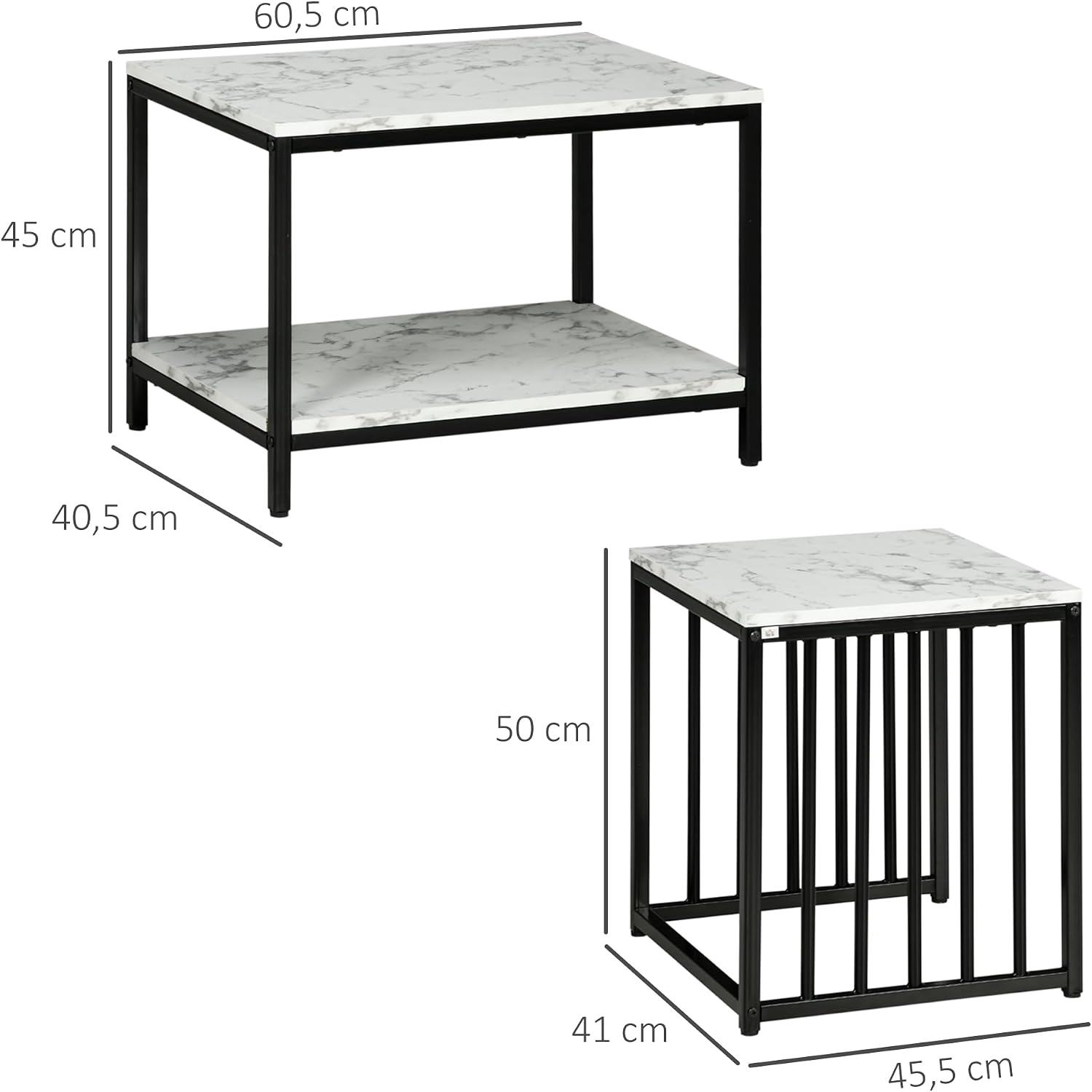 Thumbnail 2 de HOMCOM Lot de 2 tables gigognes 2 pièces
