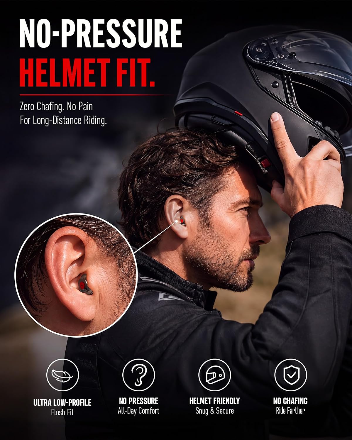 Thumbnail 3 de Motorcycle Ear Plugs for Wind Noise Reduction — 2 Pairs Reusable with 25dB Protection