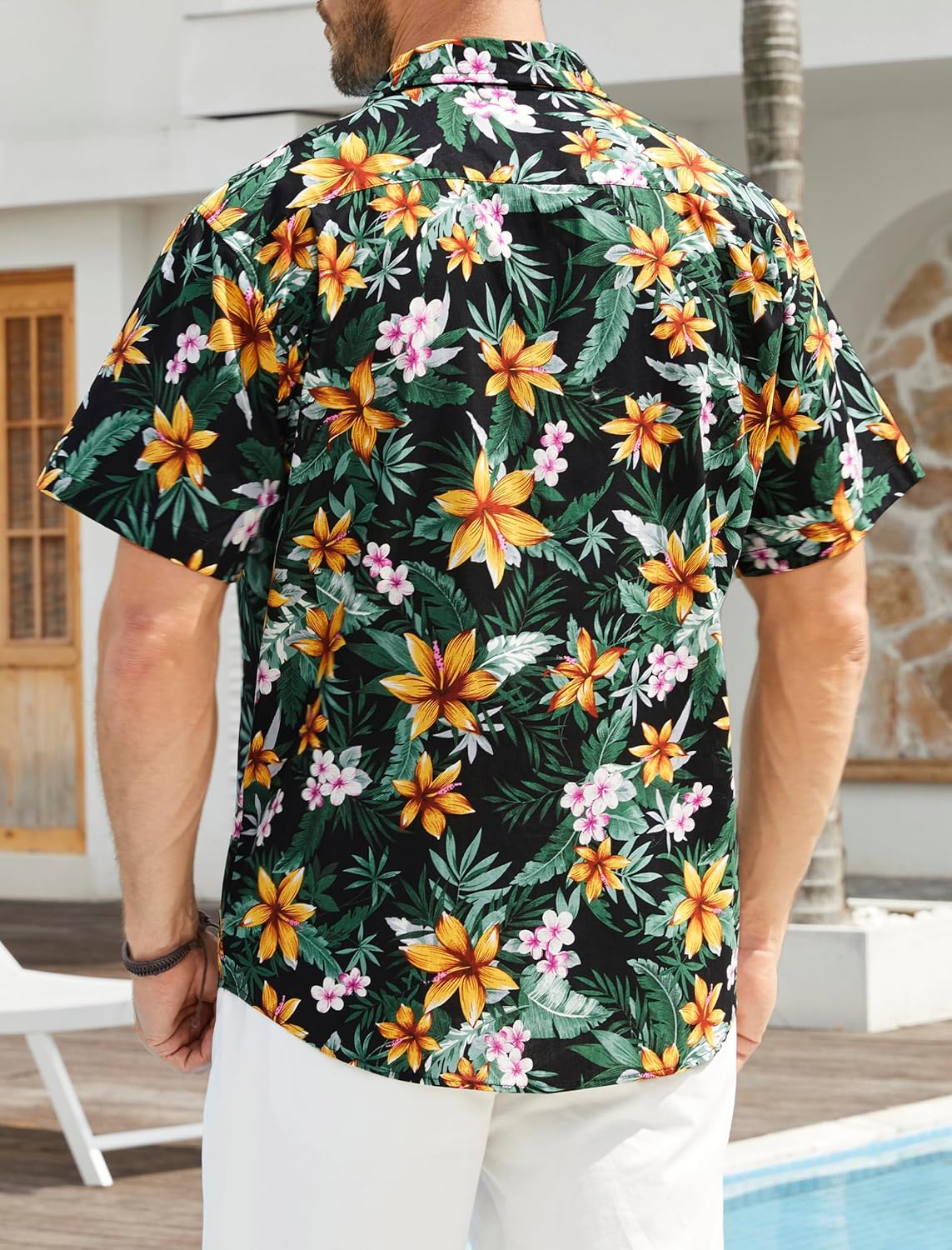 Thumbnail 5 de HISDERN Funky Hawaiihemd Kurzarm mit Vordertasche – lockere Passform, 100% Baumwolle