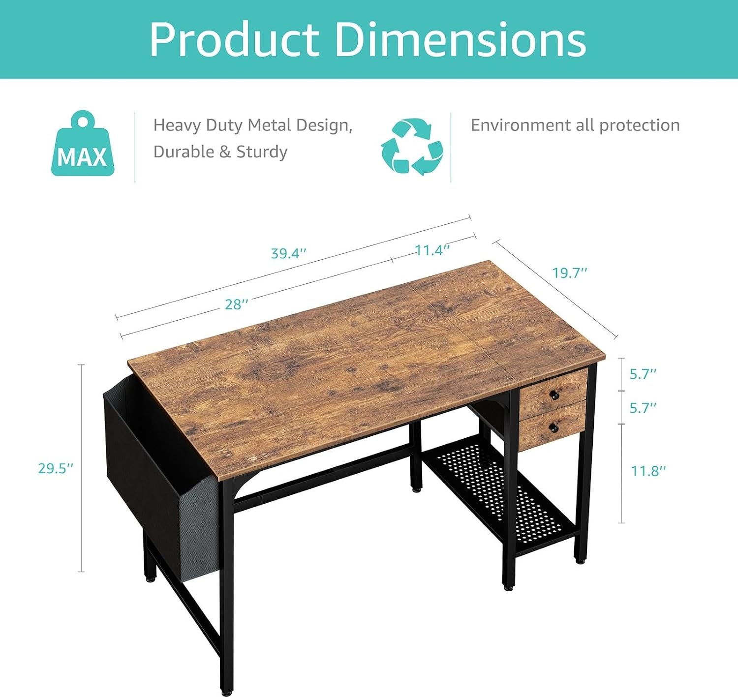Detalle de Lufeiya Computer Desk, 39.4-Inch