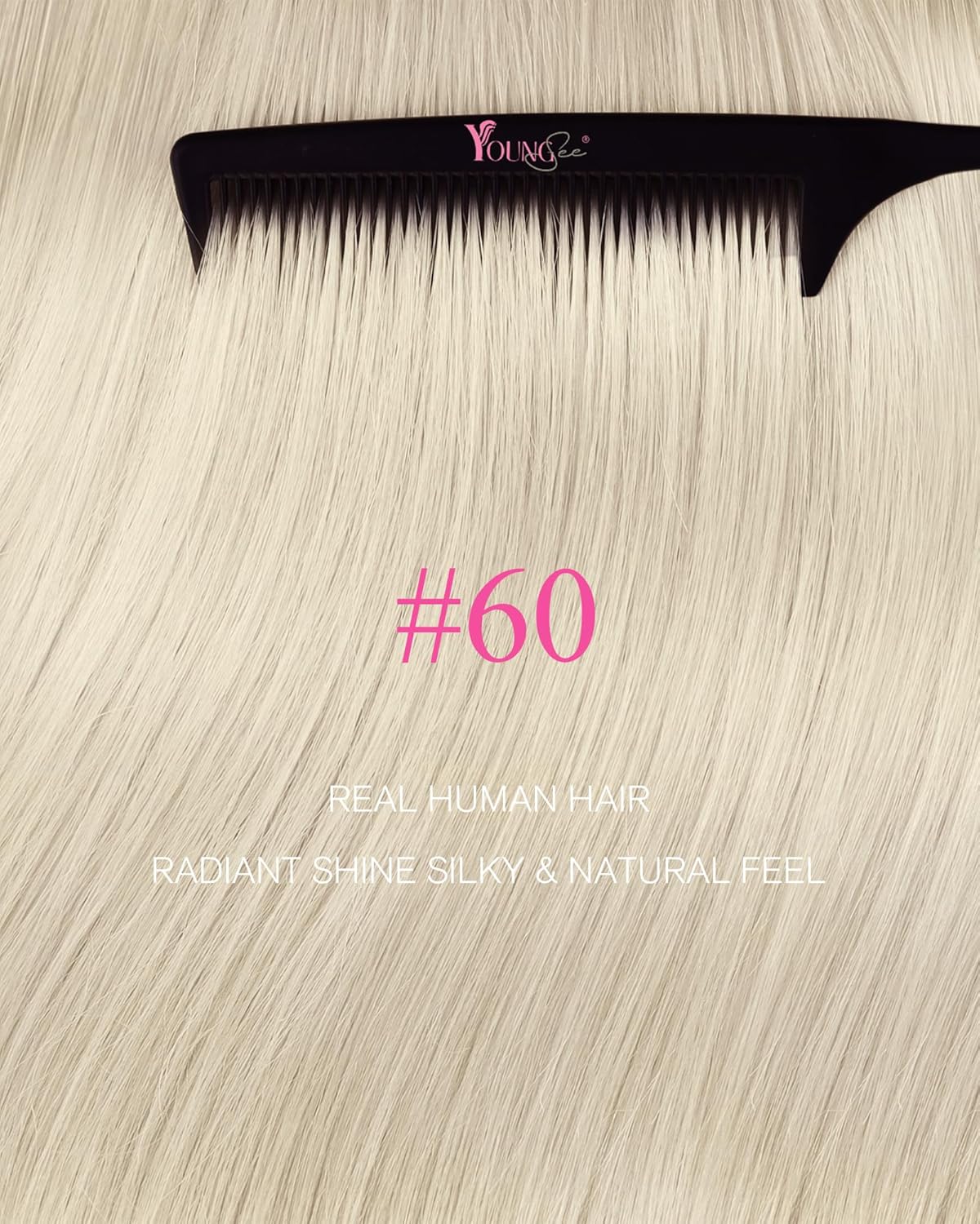 Thumbnail 1 de YoungSee Tape Extensions Echthaar „Invisible Tape“ 50 cm – Platinblond, blondes Echthaar (50 g) #60A