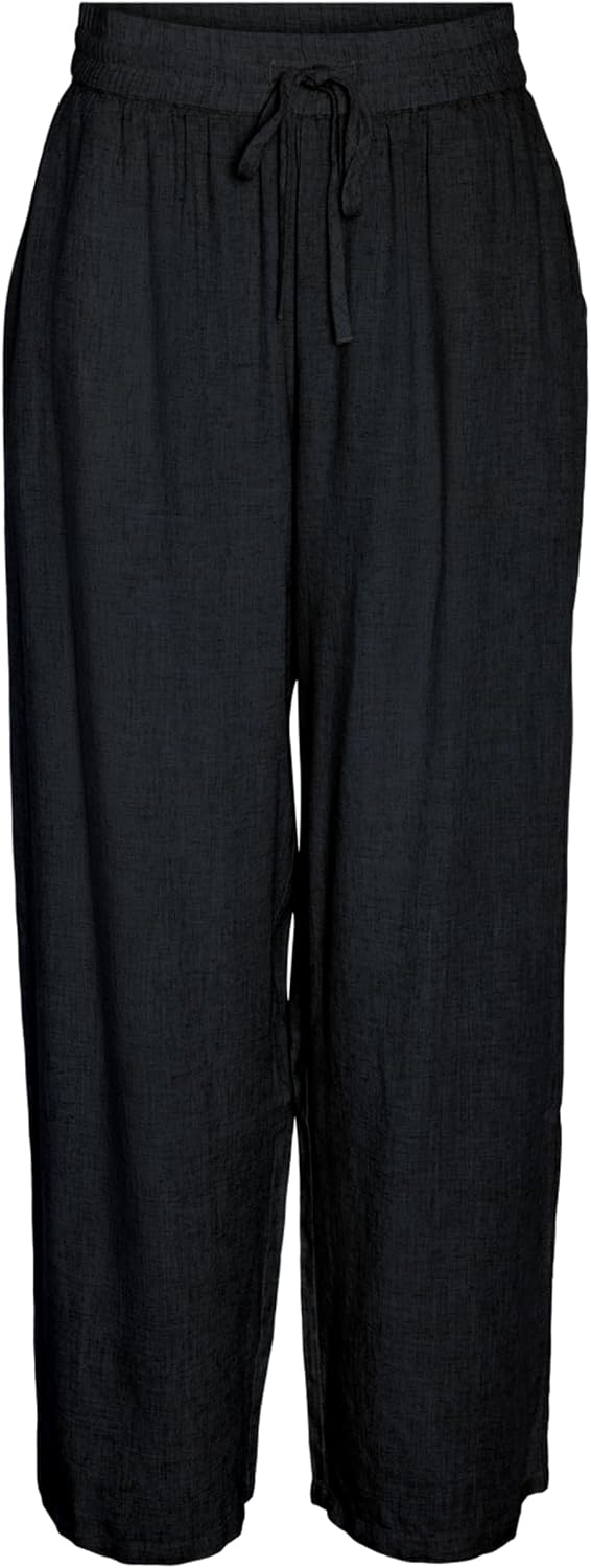 Detalle de Noisy may Weite Relaxed Fit Culotte aus Leinen mit Kordelzug und Taschen – modische Jogging-Optik
