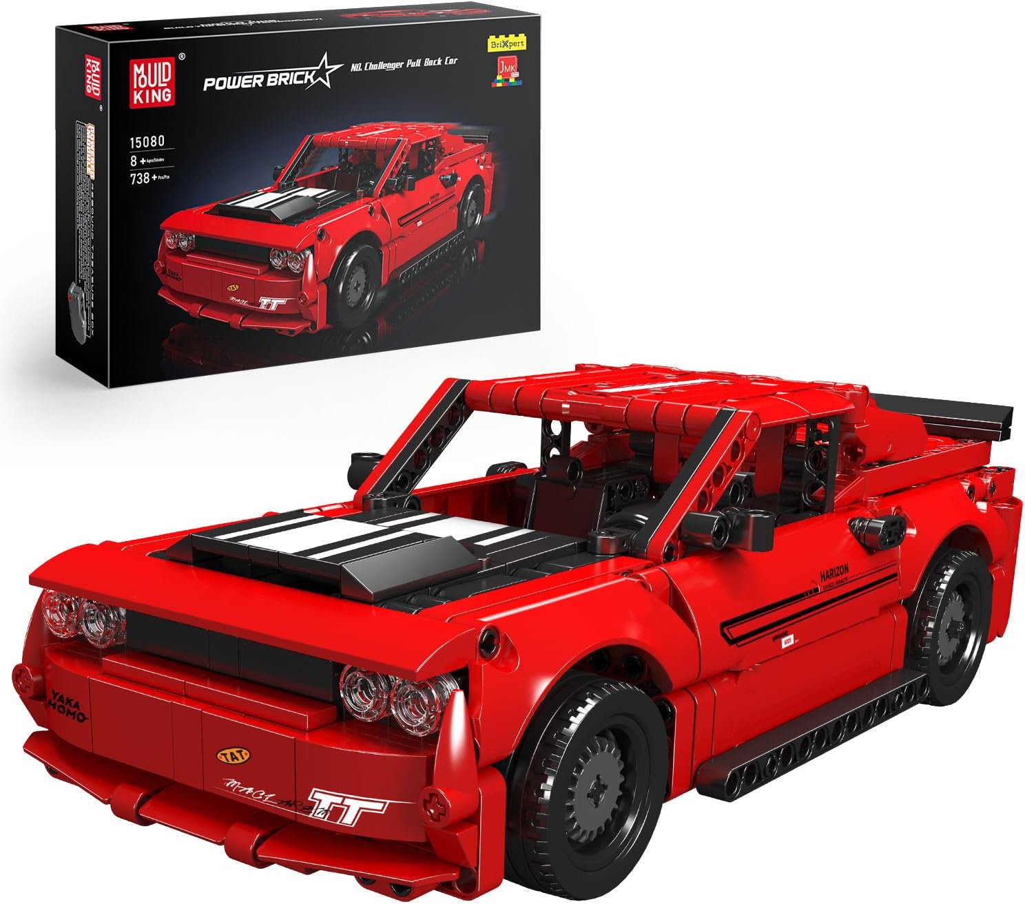 Detalle de Mould King 15080 Technik Speed Champion Dodg Challenger Sportwagen Bausteine 738 Teile