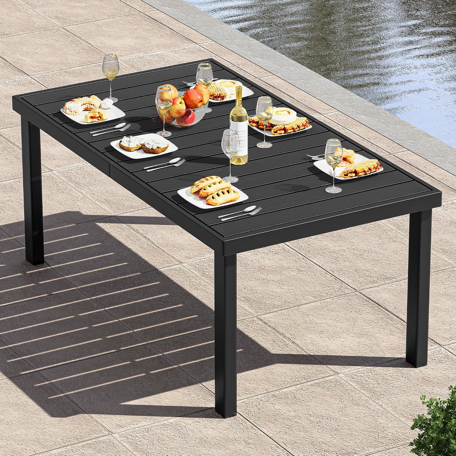 Thumbnail 1 de YITAHOME Garden Dining Table 140x90cm – Outdoor Table with WPC Wood Top and Aluminium Frame (Black)