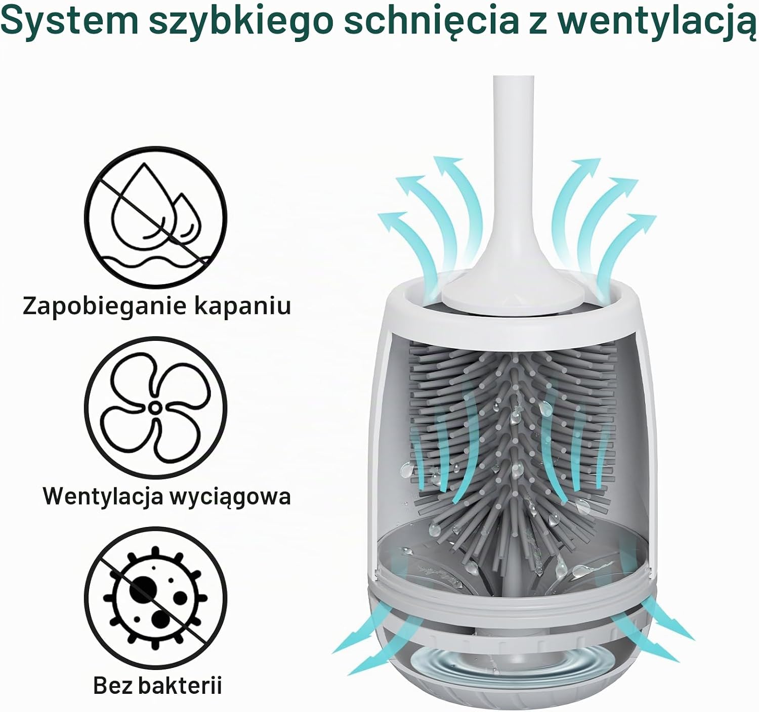 Detalle 2 de EWEIMA E006 silikonowa szczotka do WC, szybkoschnący stojak i montaż na ścianie
