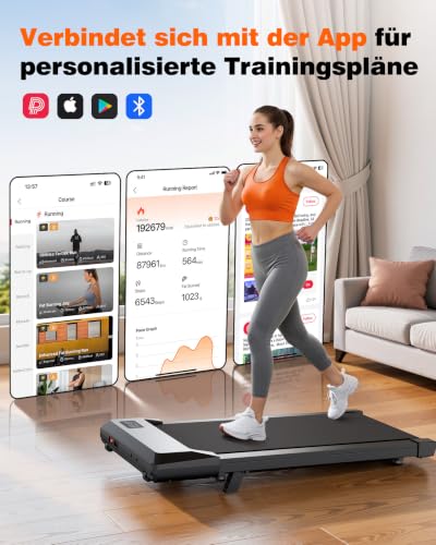 Detalle de Superun Walking Pad mit Steigung, KI-Trainer-App, Handgriffen und 136 kg Traglast