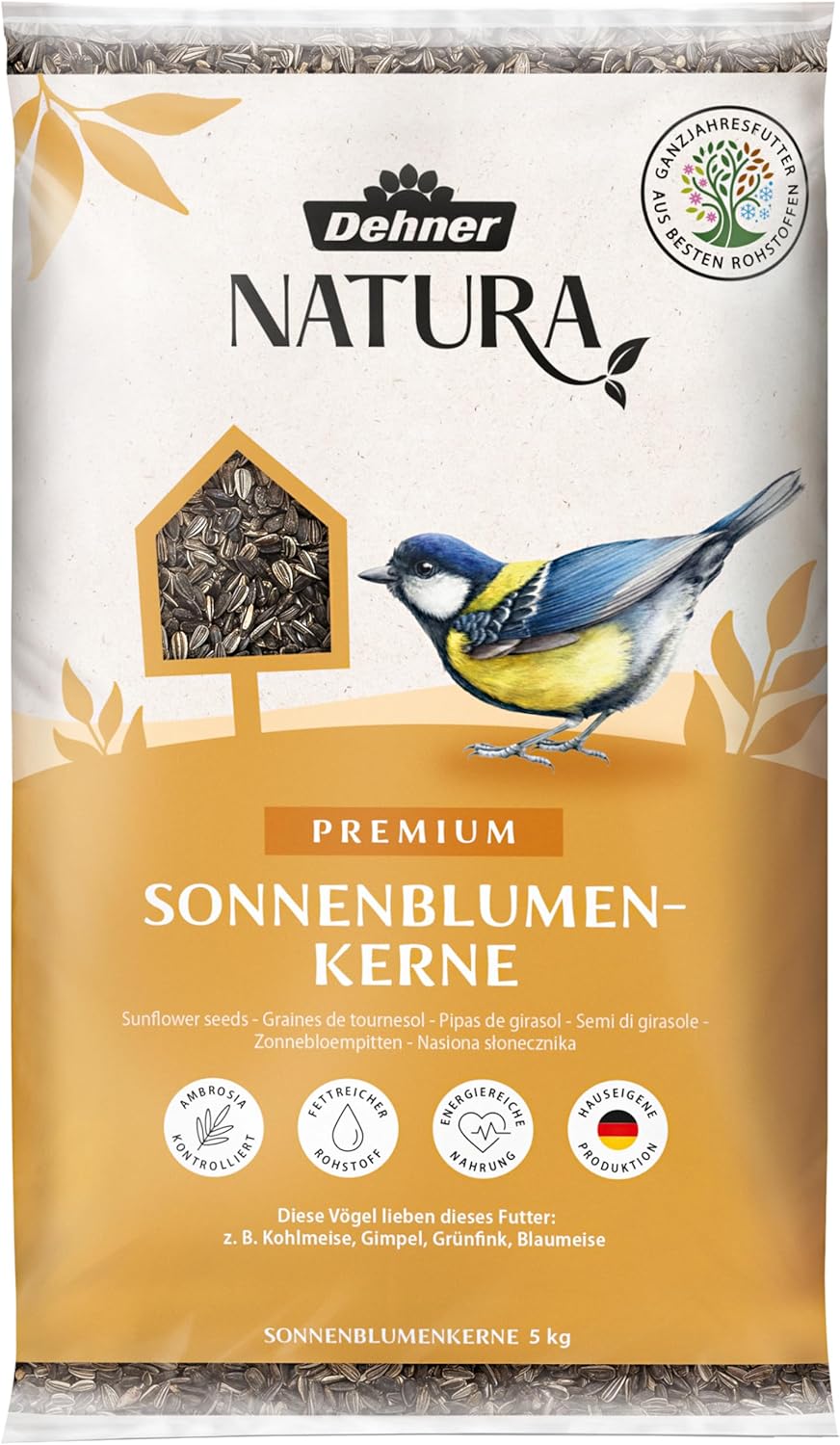 Dehner Natura Premium Nourriture pour Oiseaux Sauvages – Graines de Tournesol, 5 kg