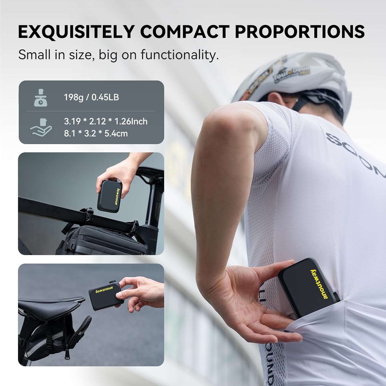Detalle de Anoutway Tiny E-Pump: pompa per bicicletta portatile con spegnimento automatico e manometro LED