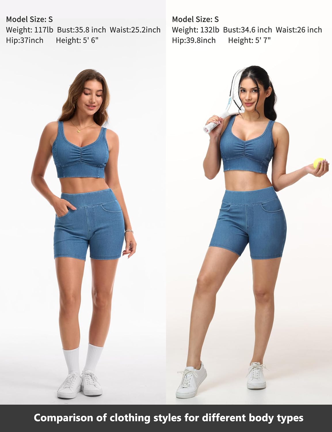 Thumbnail 6 de THE GYM PEOPLE Women's Stretchy Denim Shorts, 5-Inch High Waist