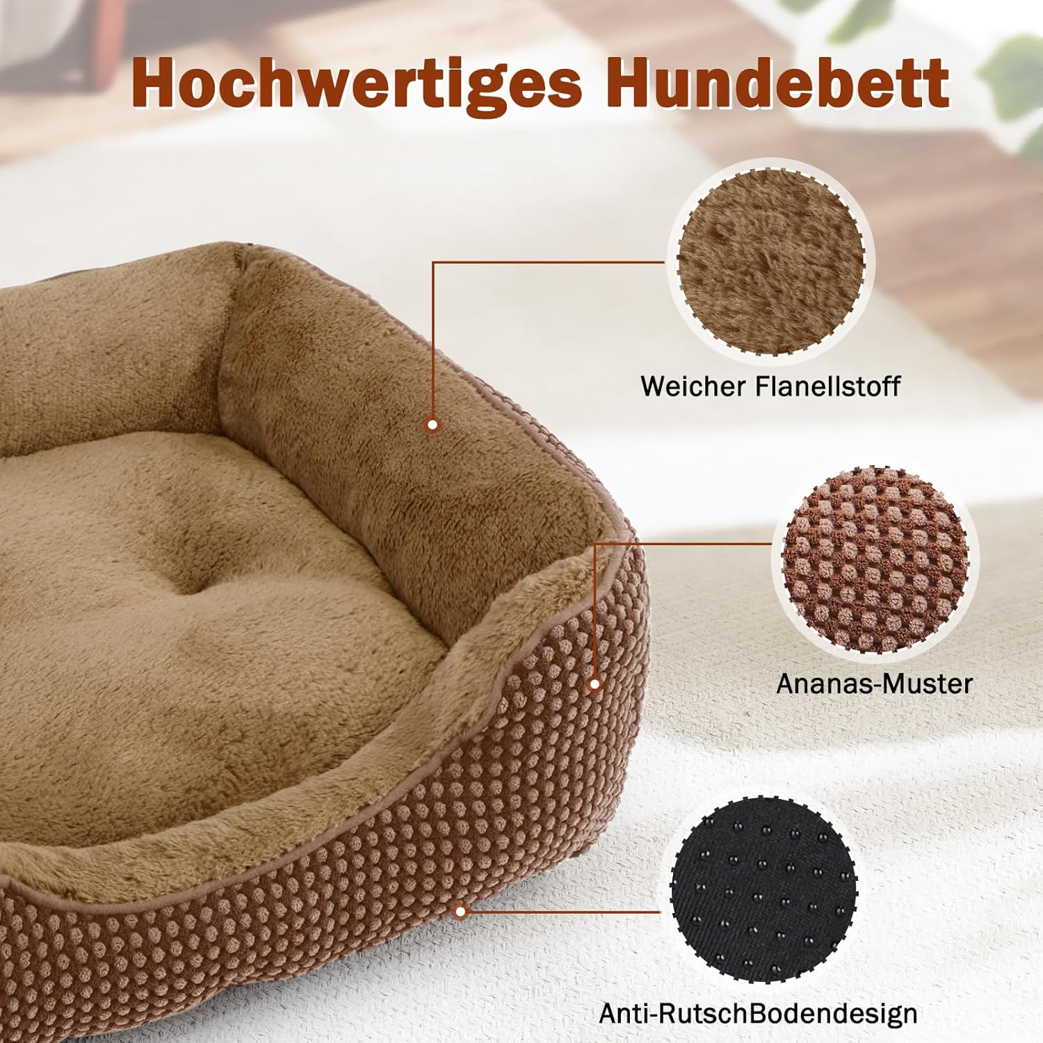 Thumbnail 2 de FURTIME Cuccia per Cani Interno Taglia Media 76x61x23 cm, lavabile e antiscivolo