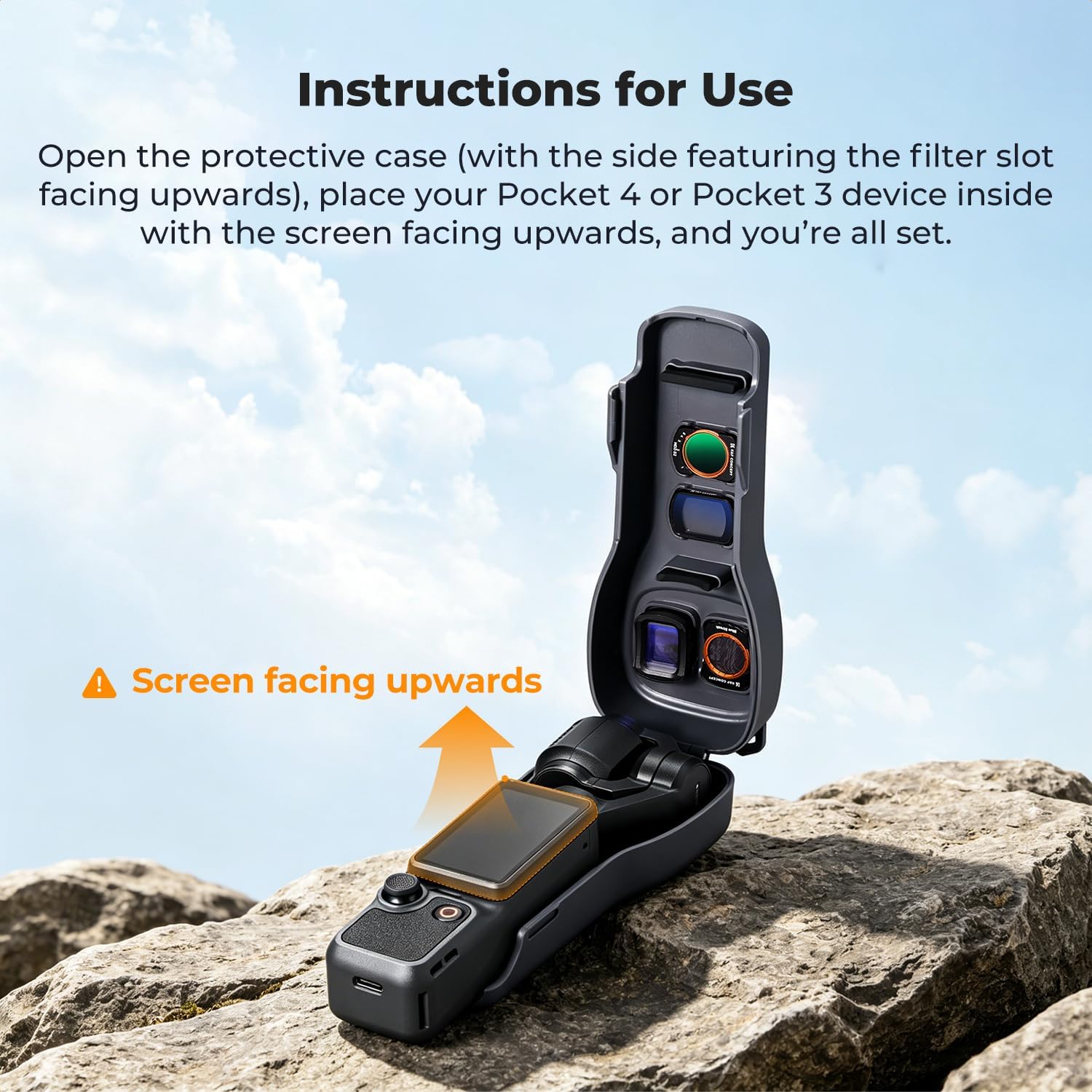 Thumbnail 2 de K&F Concept Protective Case for DJI Osmo Pocket 4 & Pocket 3 (Dark Grey) – Hard Shell with Built-in Filter Storage