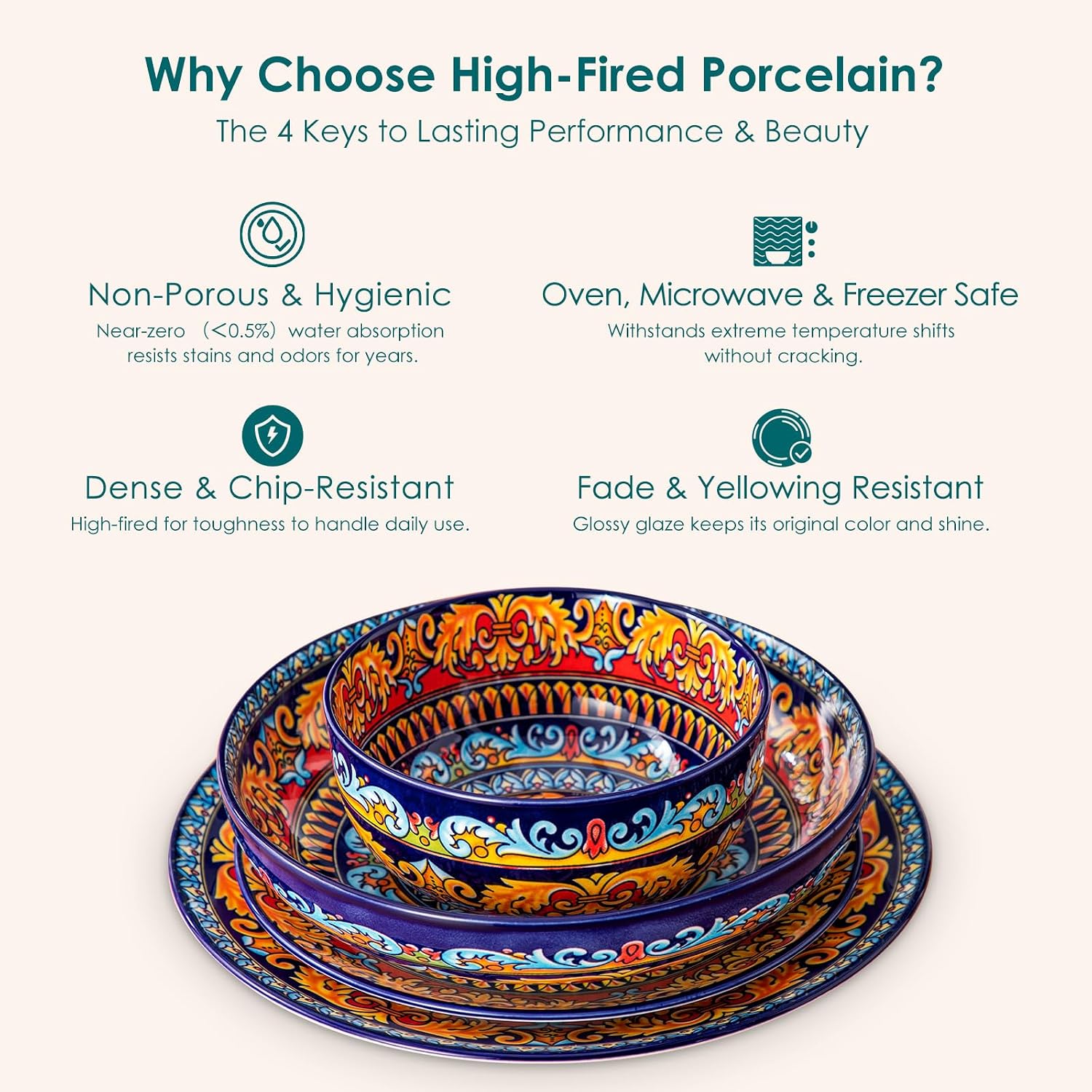 Detalle de Vancasso KRVI 24-Piece Bohemian Dinnerware Set for 6