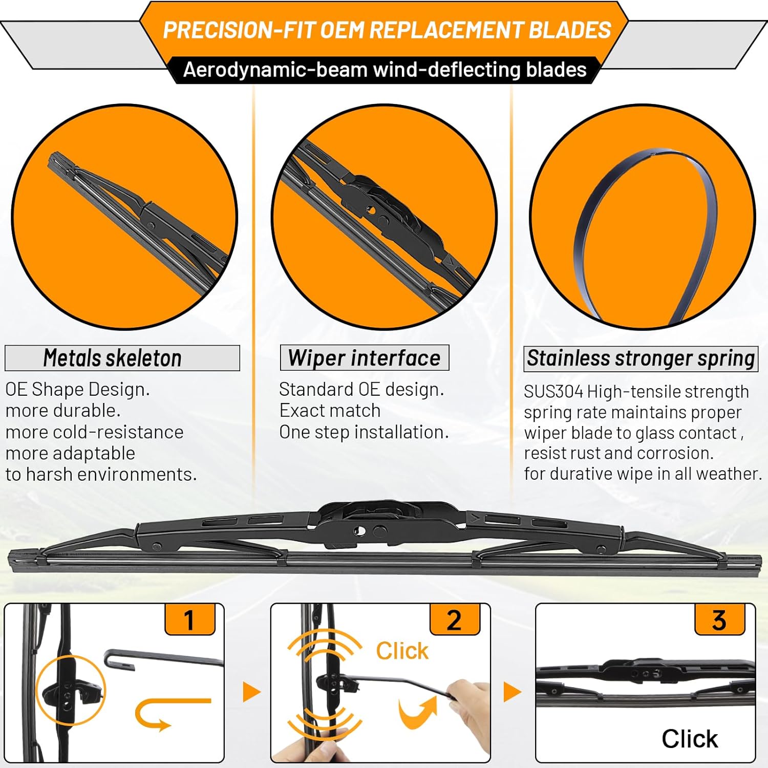 Thumbnail 4 de OEM Windshield Wiper Blade Replacement for GMC Terrain & Chevy Equinox (2010–2017) – Set of 3 (24+17+13)