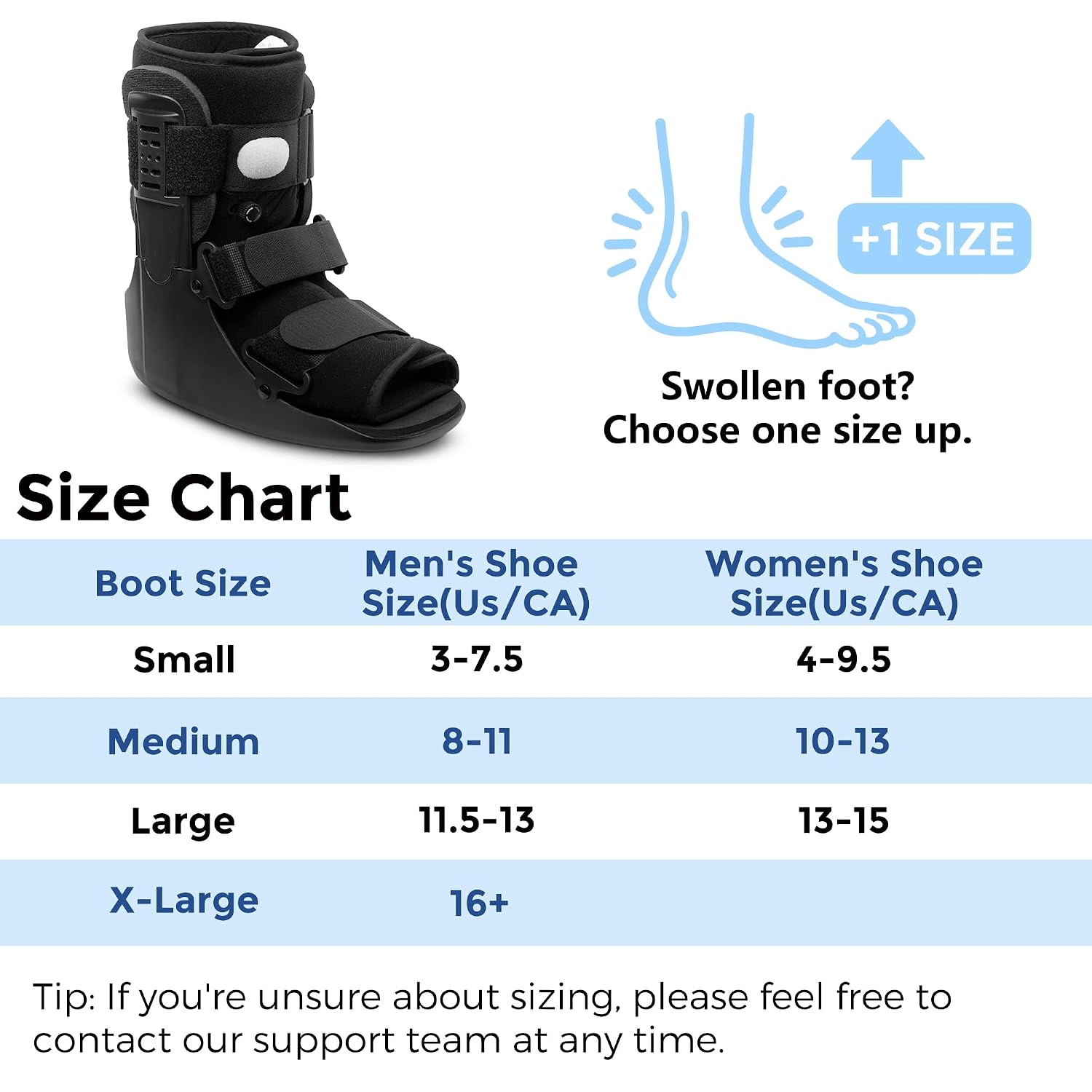 Detalle 2 de LAFUYSO Short Air Walking Boot, Medium Cam Walker with Adjustable Fit