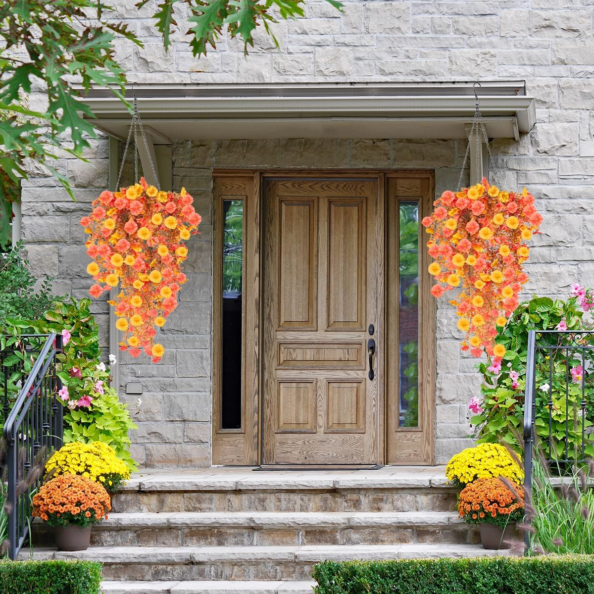 Thumbnail 5 de HBell 4-pack Artificial Hanging Flowers (UV-resistant faux petunia vines) for outdoor planters