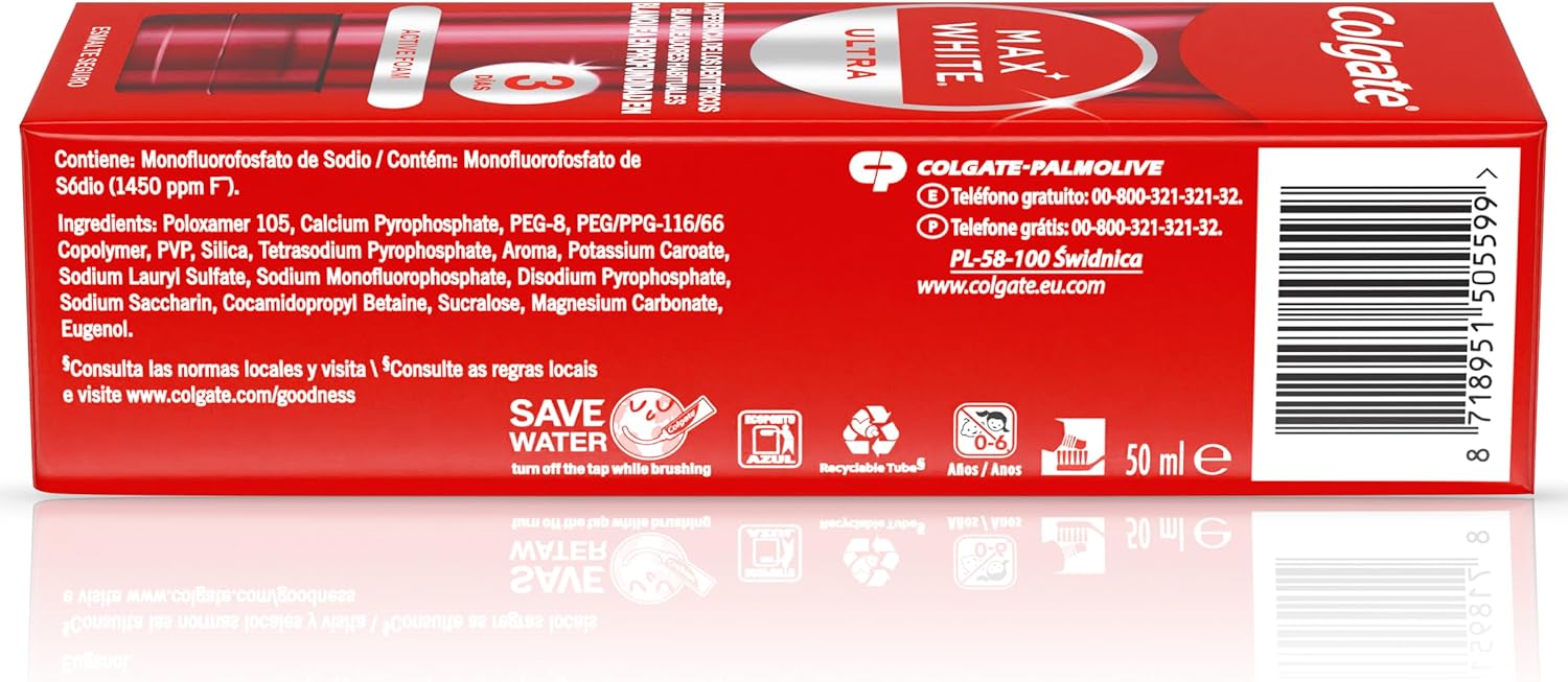 Thumbnail 1 de Colgate Max White Ultra Active Foam Blanqueador Dentífrico 🦷