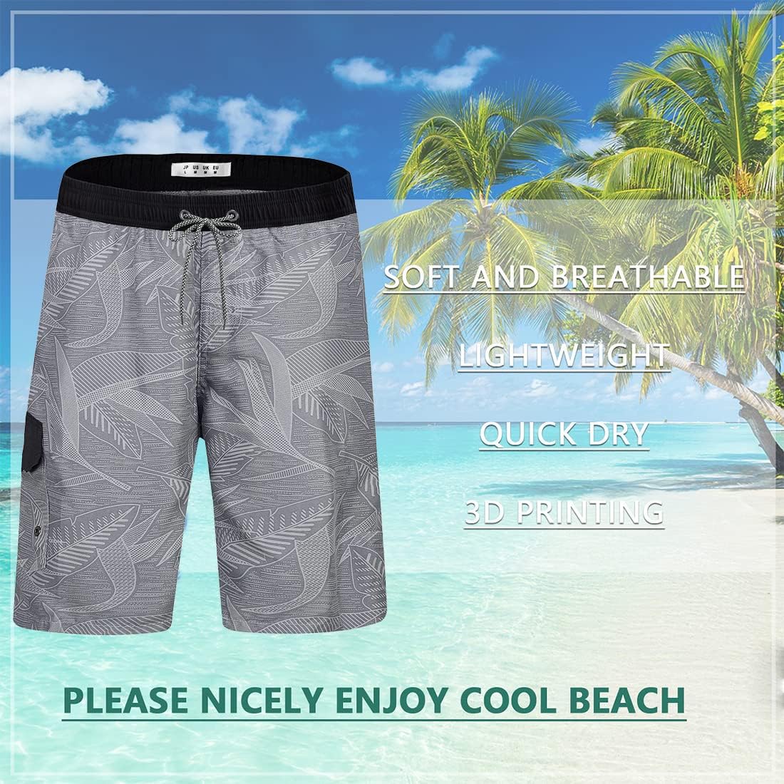 Thumbnail 6 de iCKER Mens Swim Shorts: 3D Print Beach Boardshorts for Summer