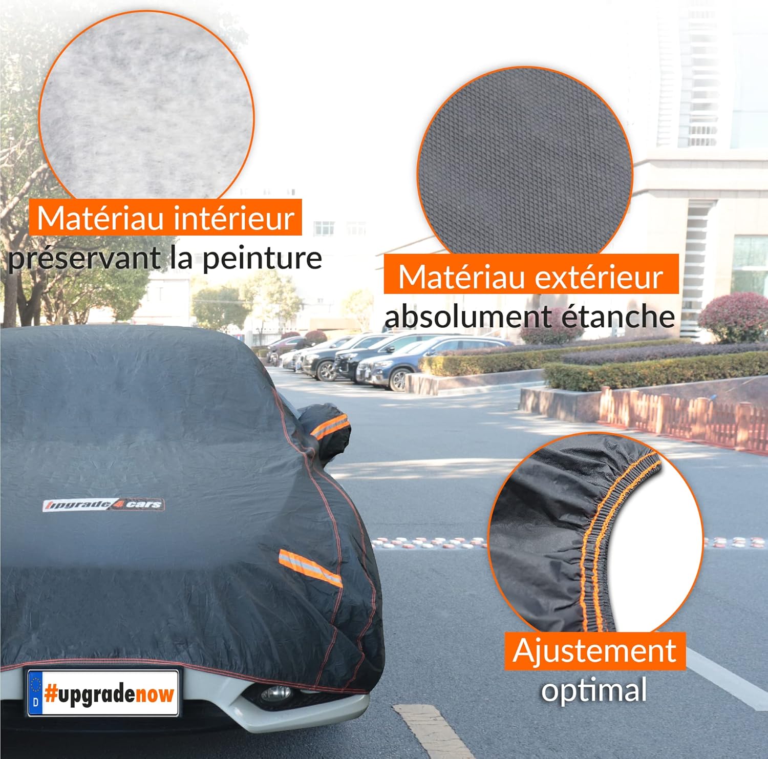 Detalle de Upgrade4cars Bâche de Protection Voiture Extérieure XL – Housse SUV Universelle 533 x 196 x 150 cm