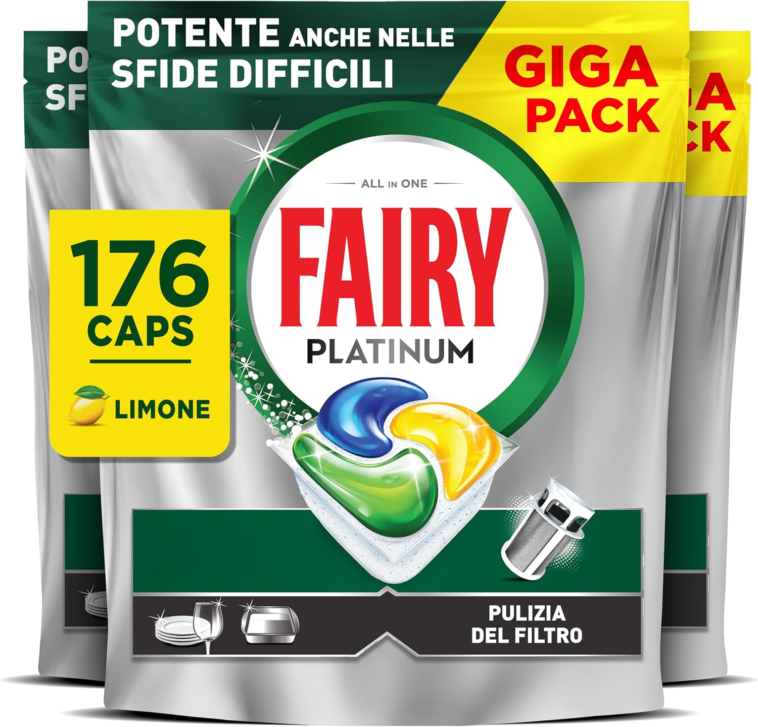 Detalle de Fairy Platinum 176 capsule lavastoviglie