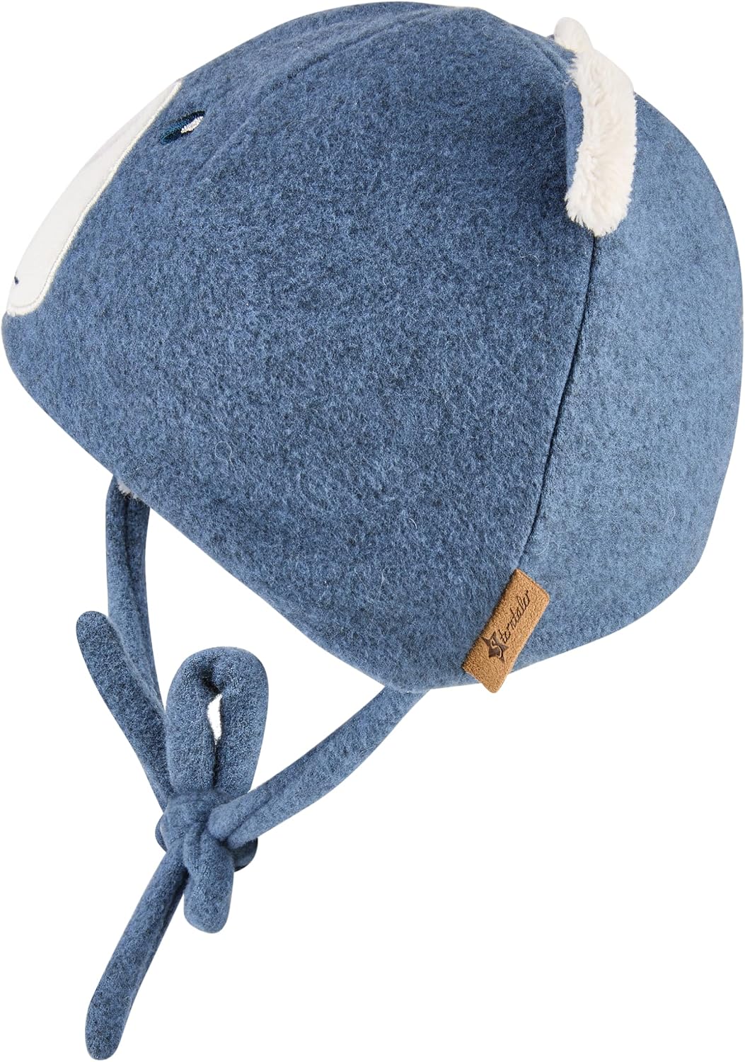 Detalle de Sterntaler Jungen Beanie-Mütze „Bär“ – Jersey mit Teddyfutter, Ohrenklappen und Bindeband (blau melange, Größe 51)