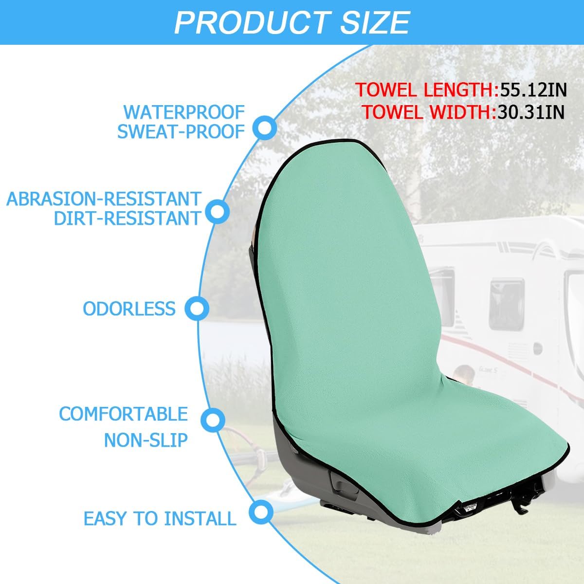 Thumbnail 1 de Mandark 2-Piece Green Terry Cloth Front Seat Covers, Waterproof and Washable