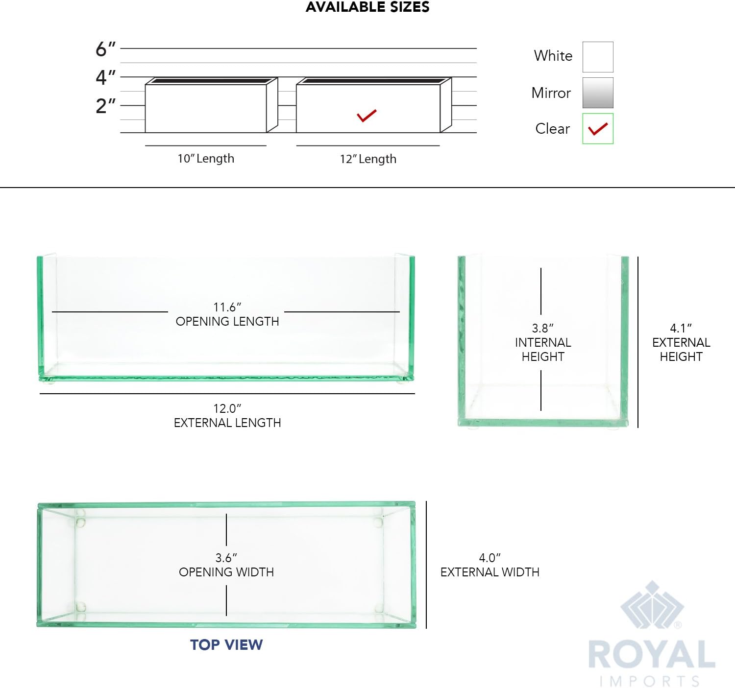 Detalle de Royal Imports – przezroczysty wazon szklany, prostokątny, 30 cm