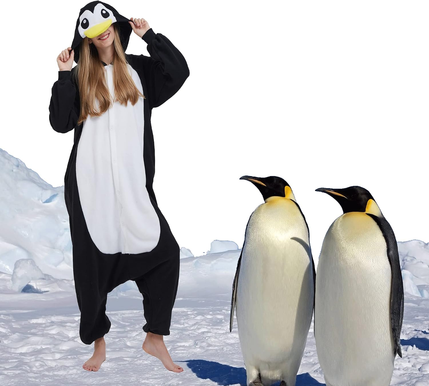 Detalle de SimZoo Adult Animal Onesie Pajamas, Polar Fleece Hooded Halloween Costume
