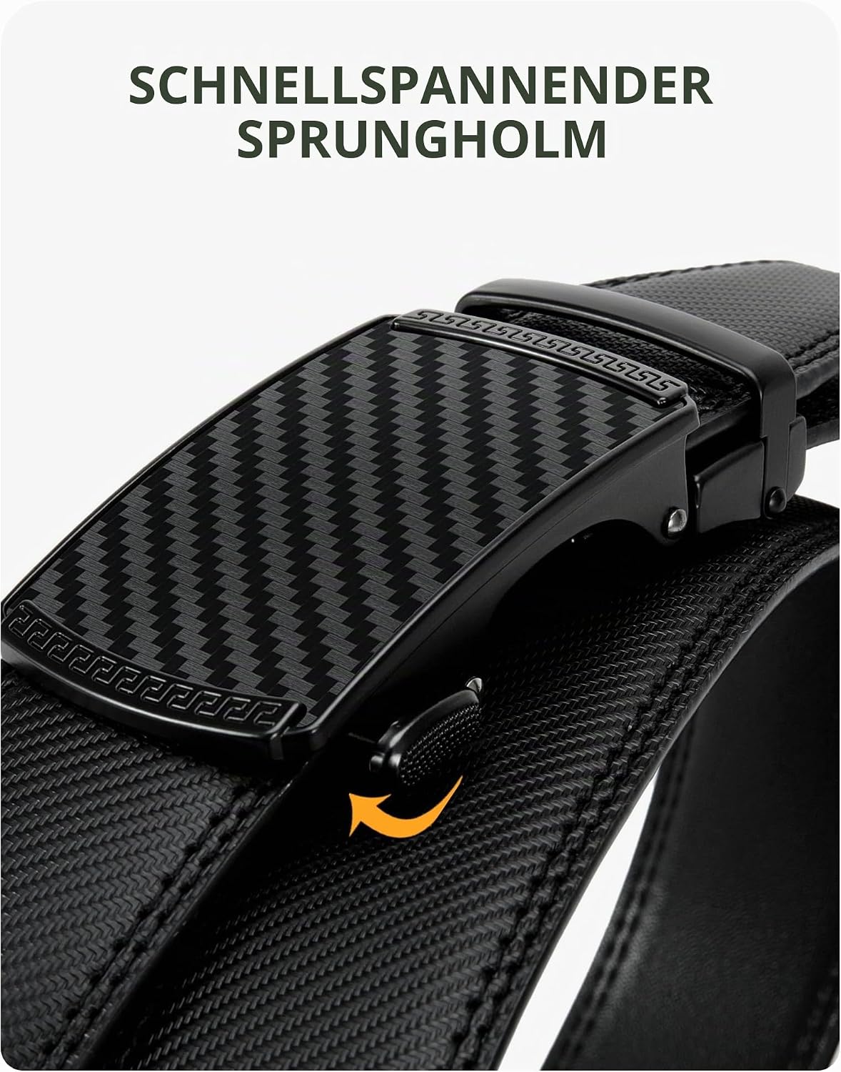 Detalle de CHAOREN Automatik Gürtel Herren – 35 mm Breite, verstellbar, Ledergürtel mitratischer Schnalle