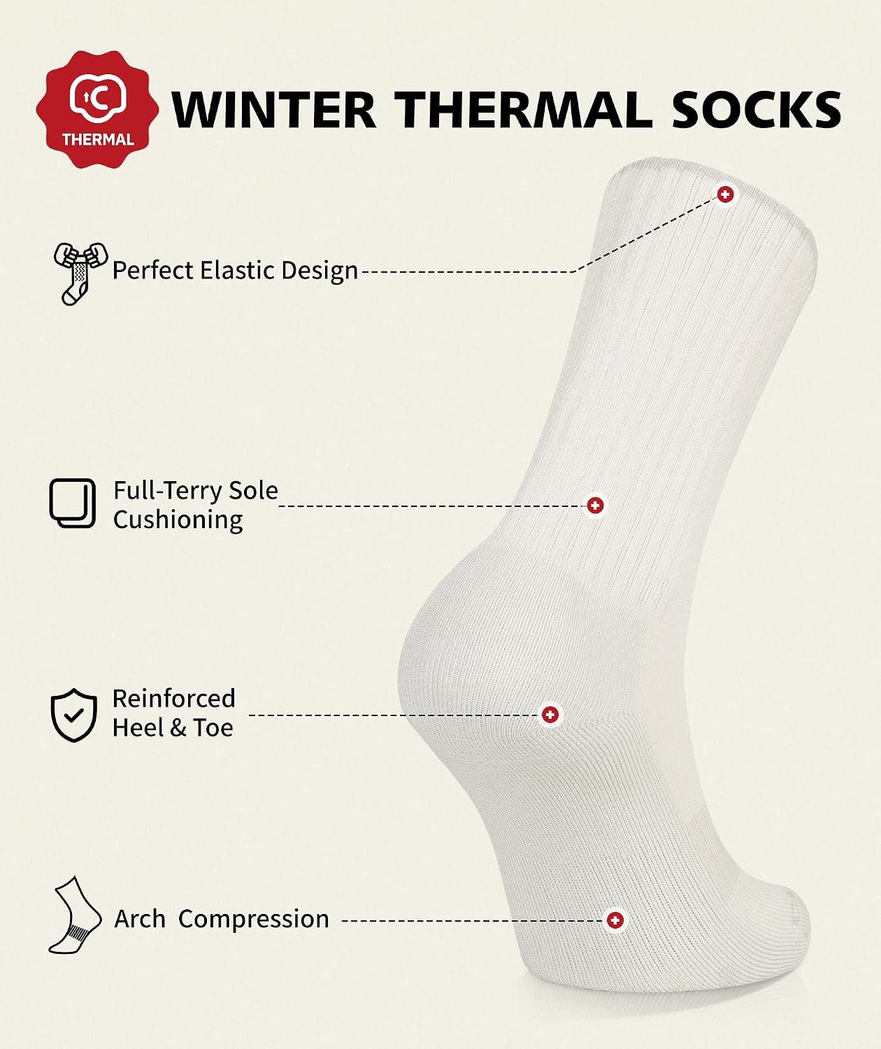 Detalle 2 de CLOSEMATE 5 paires chaussettes thermiques 39-50