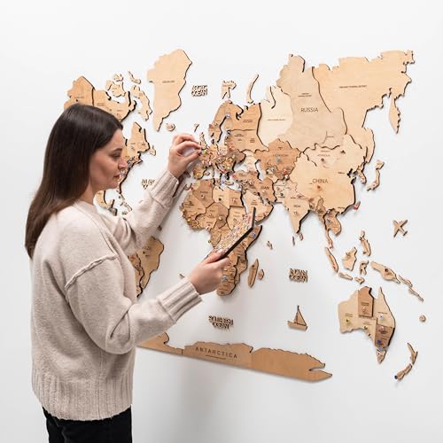 Detalle de Enjoy The Wood Mapa Mundial 3D M