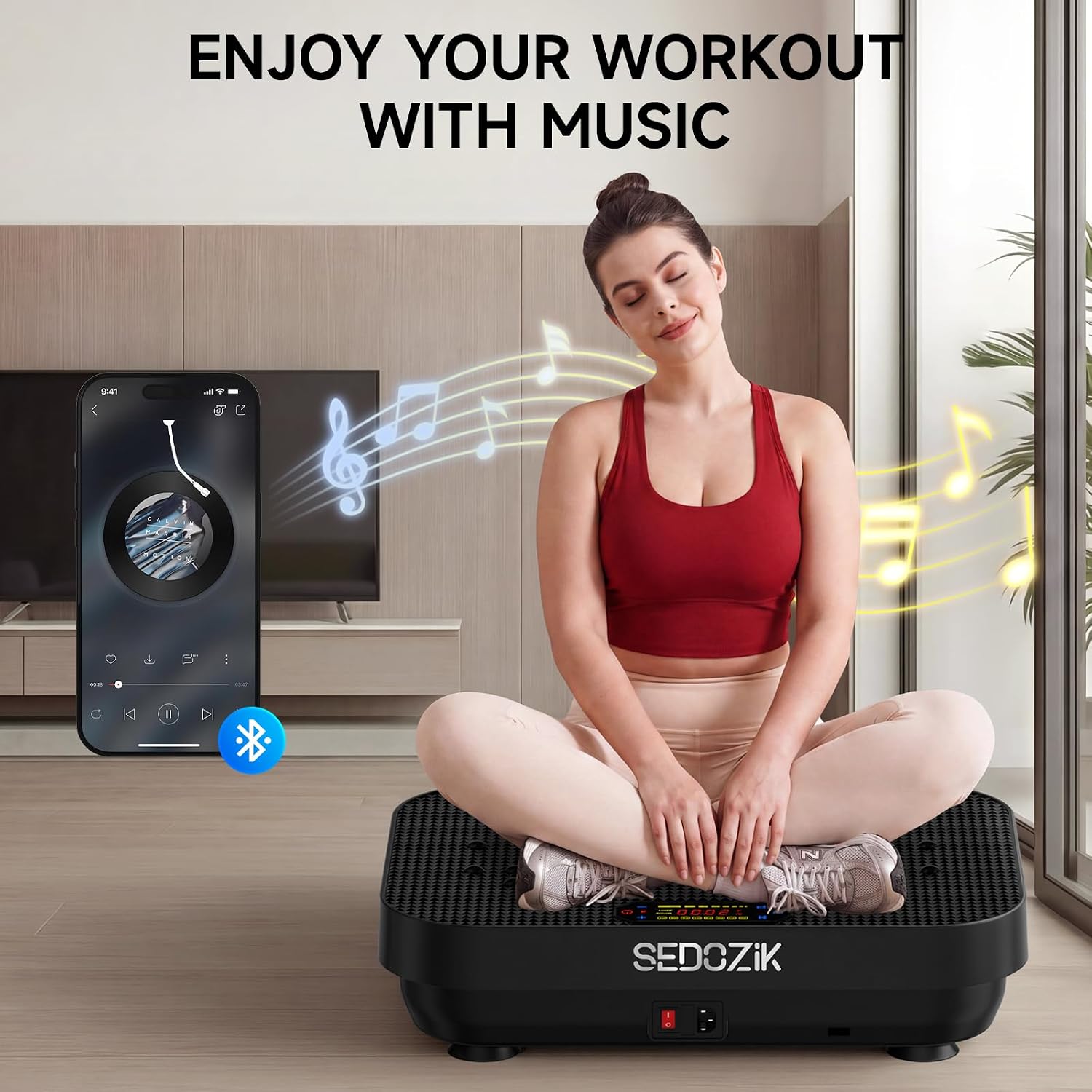 Detalle de SEDOZIK Vibration Plate Exercise Machine (450 lb Capacity) with Bluetooth, 120 Speeds & Resistance Bands