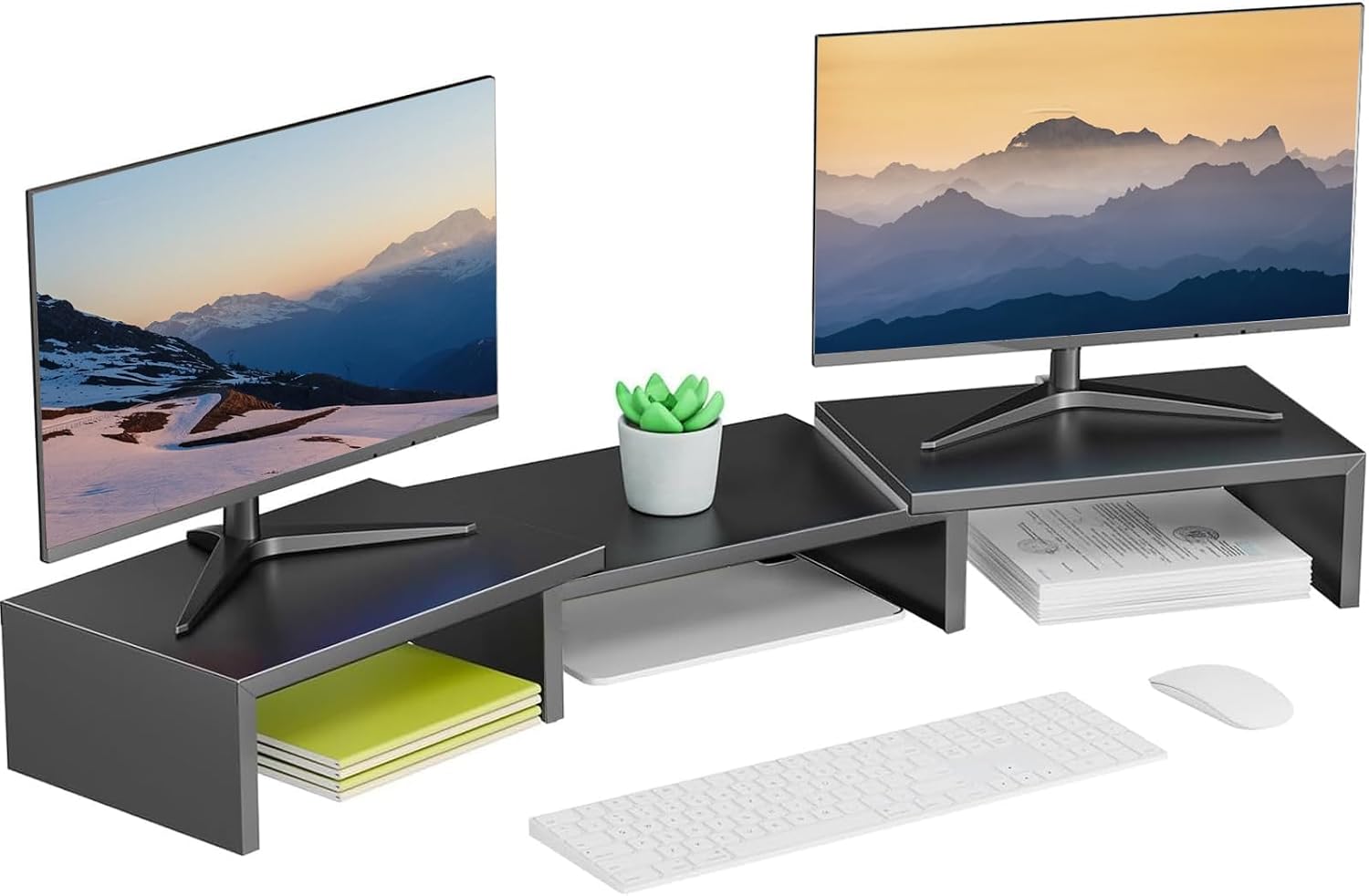 Detalle de Pygocereri Dual Stand Rise for Desk – Metal Desk Shelf Riser and Laptop/Printer Stand
