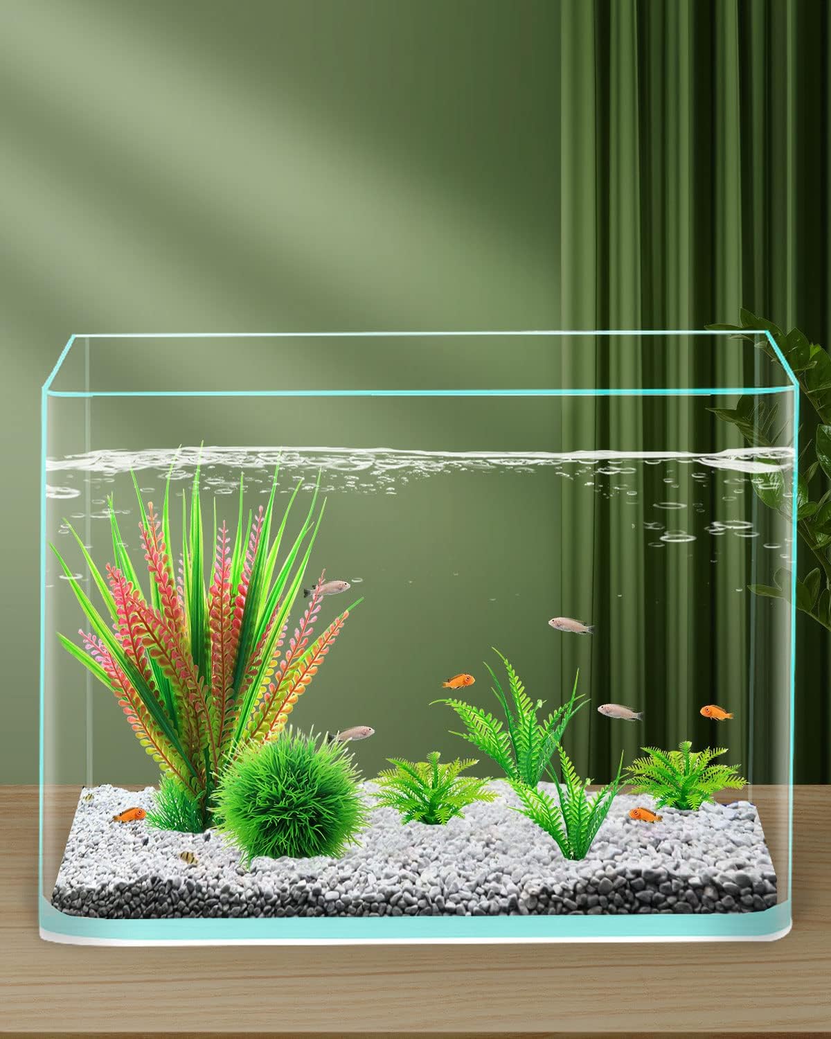 Thumbnail 5 de QZQ artificial fish tank plant decorations set (6 pieces) for aquarium greenery