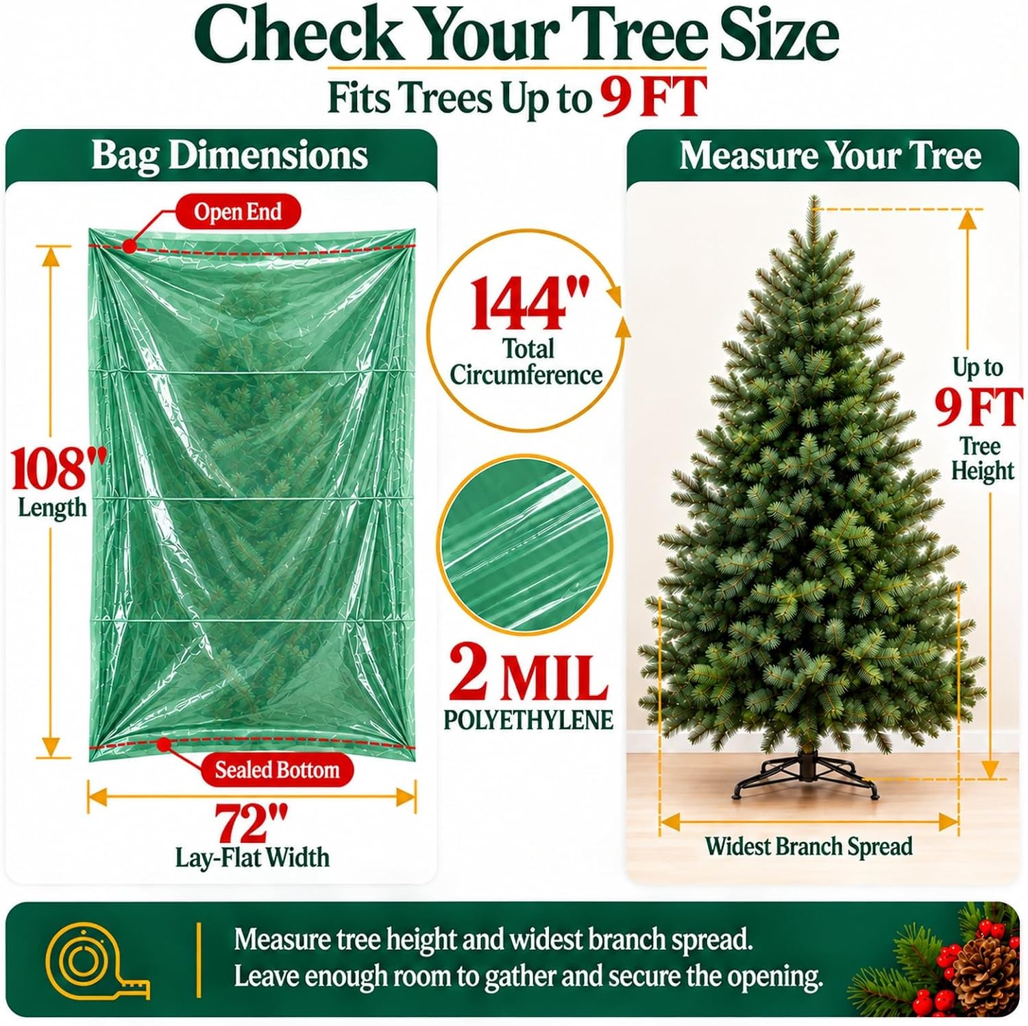 Thumbnail 4 de CHUPER Green Upright Christmas Tree Storage Bag 9ft 🎄
