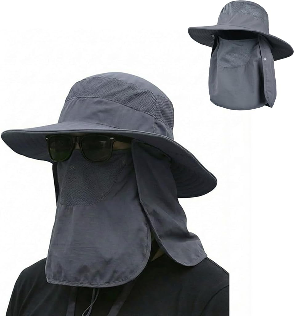 Detalle 1 de Gsoyti Detachable Sun Hat with Wide Brim, UPF 50, Face Cover and Neck Flap