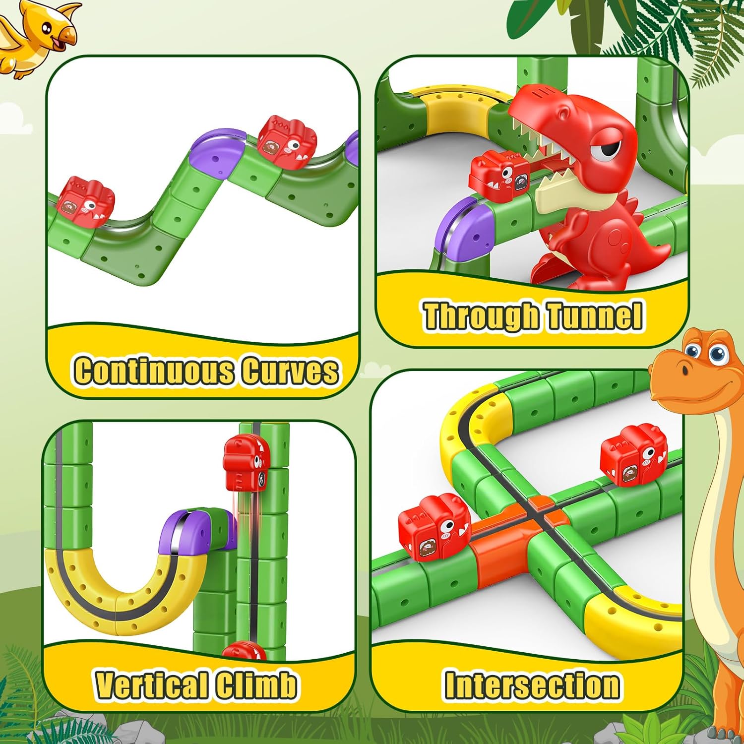 Detalle de 188 PCS Track Fusion Toy: Dinosaur Discovery Track Set for 3–12 Year Olds