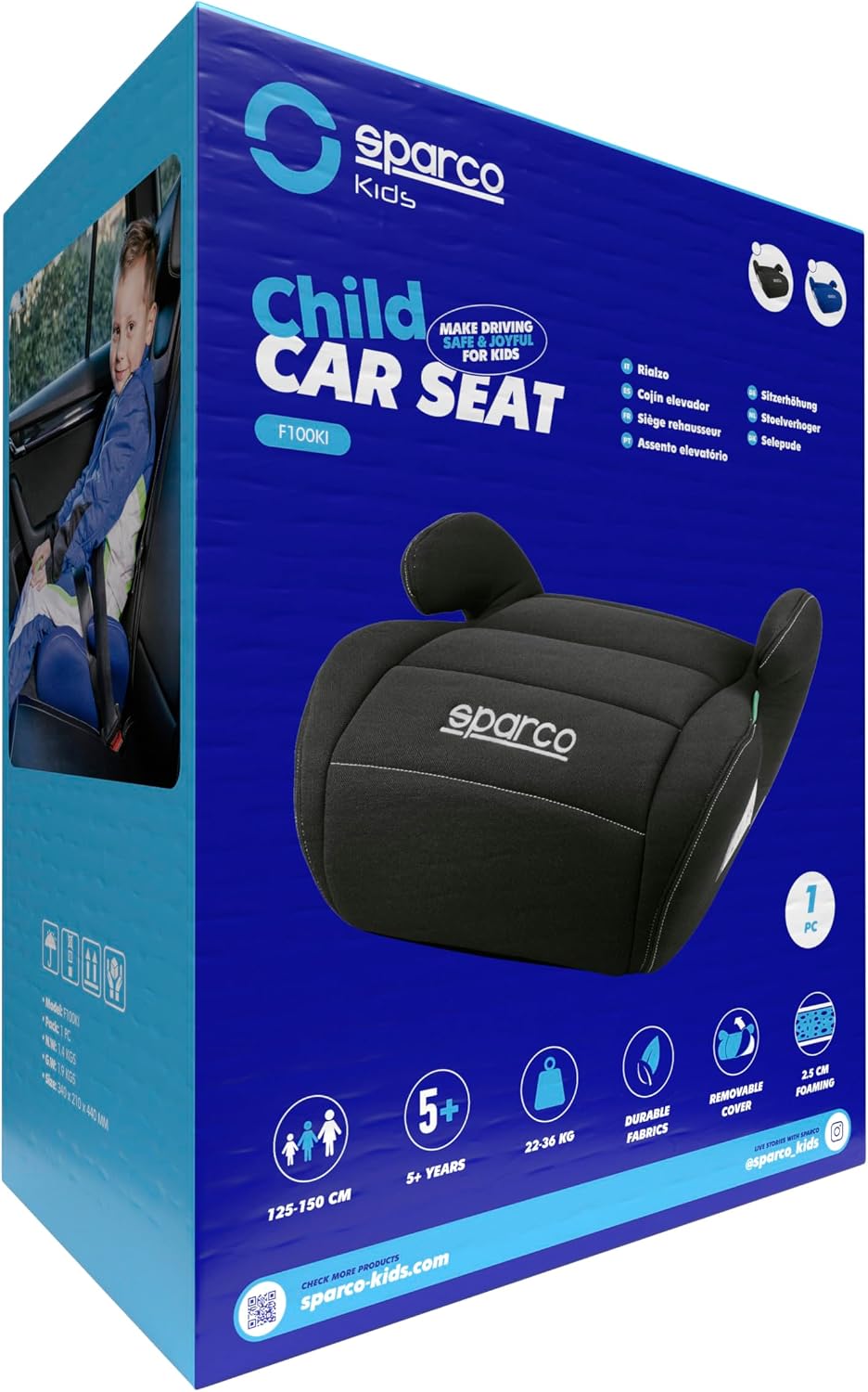 Thumbnail 6 de Sparco Rialzo per seggiolino auto i-Size Nero (125–150 cm) con rivestimento lavabile 3 cm