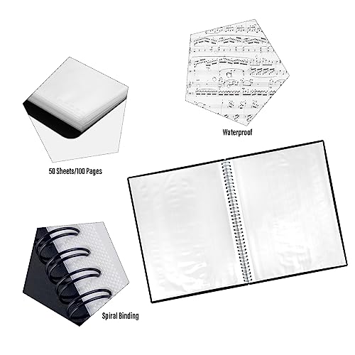 Thumbnail 3 de Irich A4 Notenmappe – 50 Taschen/100 Seiten, wasserdicht, Kunststoff, Registermappe für Dokumente, Kunstwerke und Musikblätter