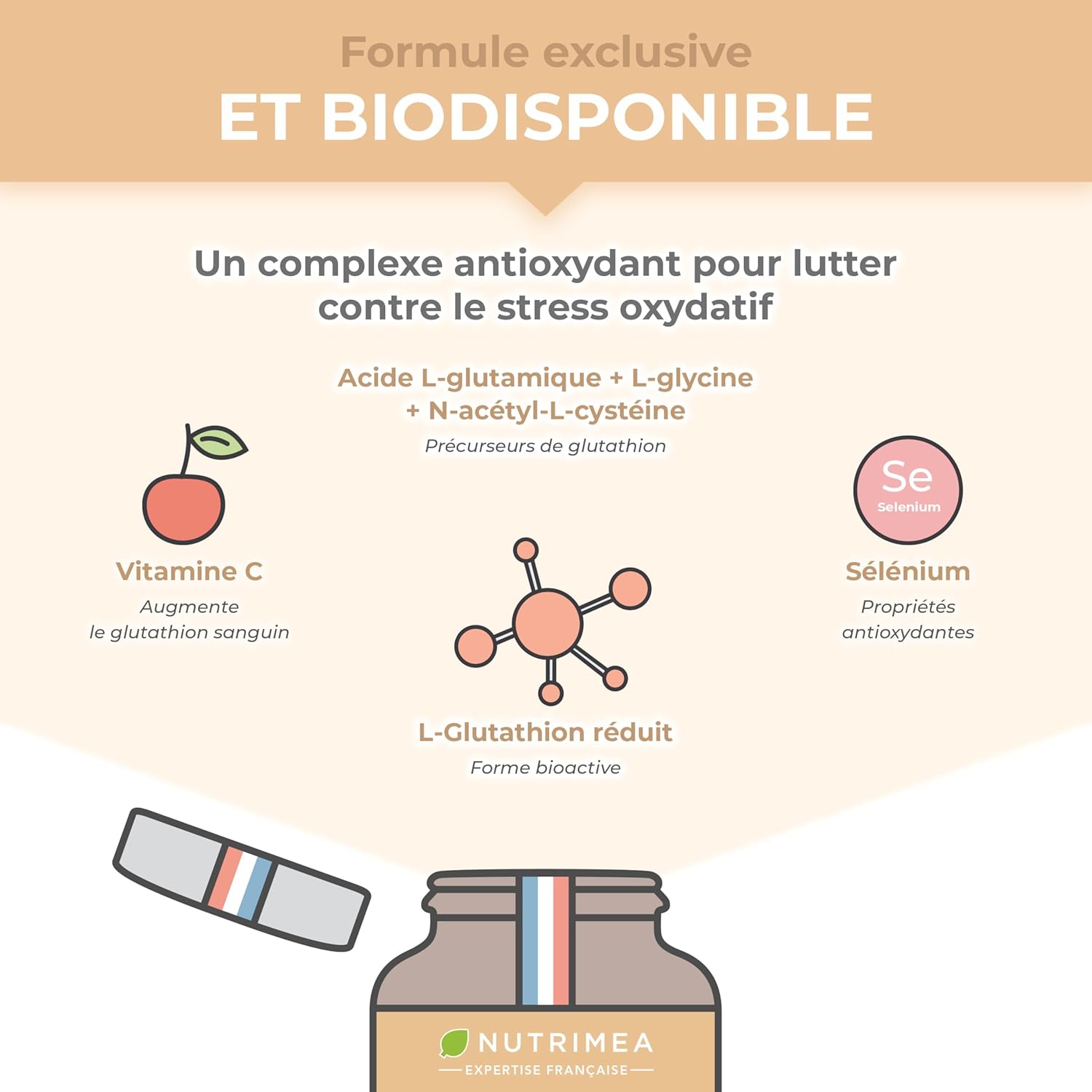 Thumbnail 3 de Nutrimea Glutathion Réduit à 98% avec NAC et Vitamine C – 90 gélules véganes fabriquées en France